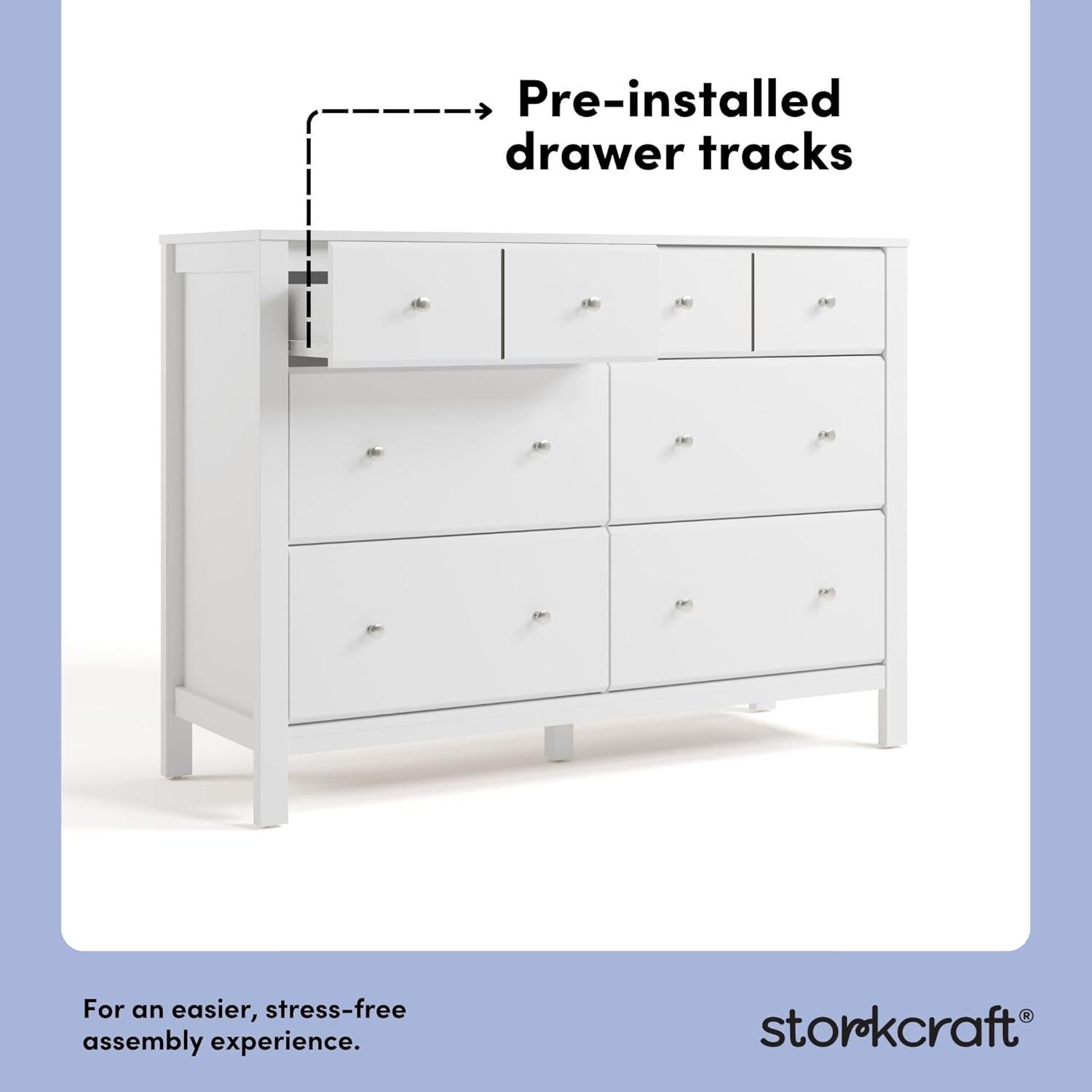 imageStorkcraft Horizon 6 Drawer Dresser Driftwood GREENGUARD Gold Certified Dresser for Nursery ampamp Kids Room Modern Storage with Interlocking Drawer SystemWhite