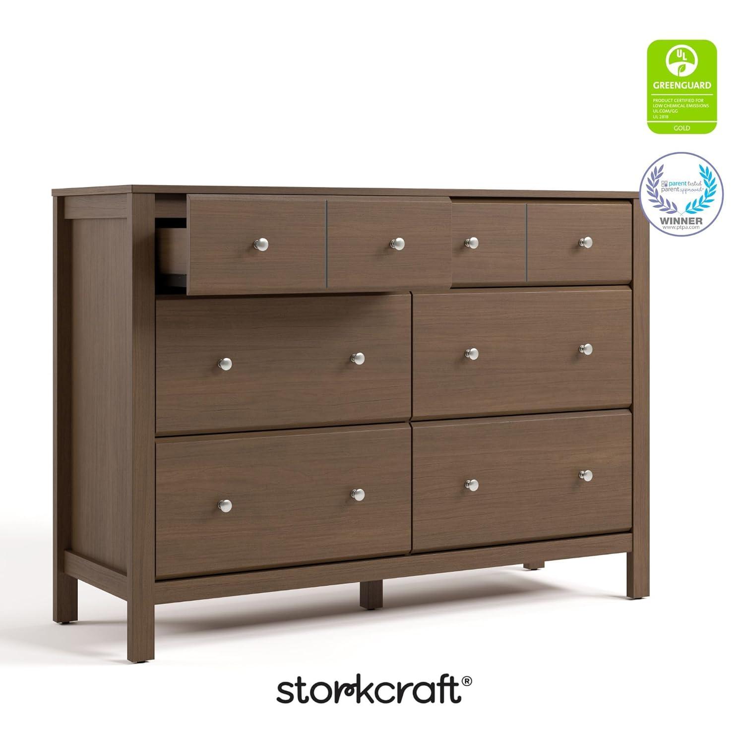 imageStorkcraft Horizon 6 Drawer Dresser Driftwood GREENGUARD Gold Certified Dresser for Nursery ampamp Kids Room Modern Storage with Interlocking Drawer SystemHazelnut