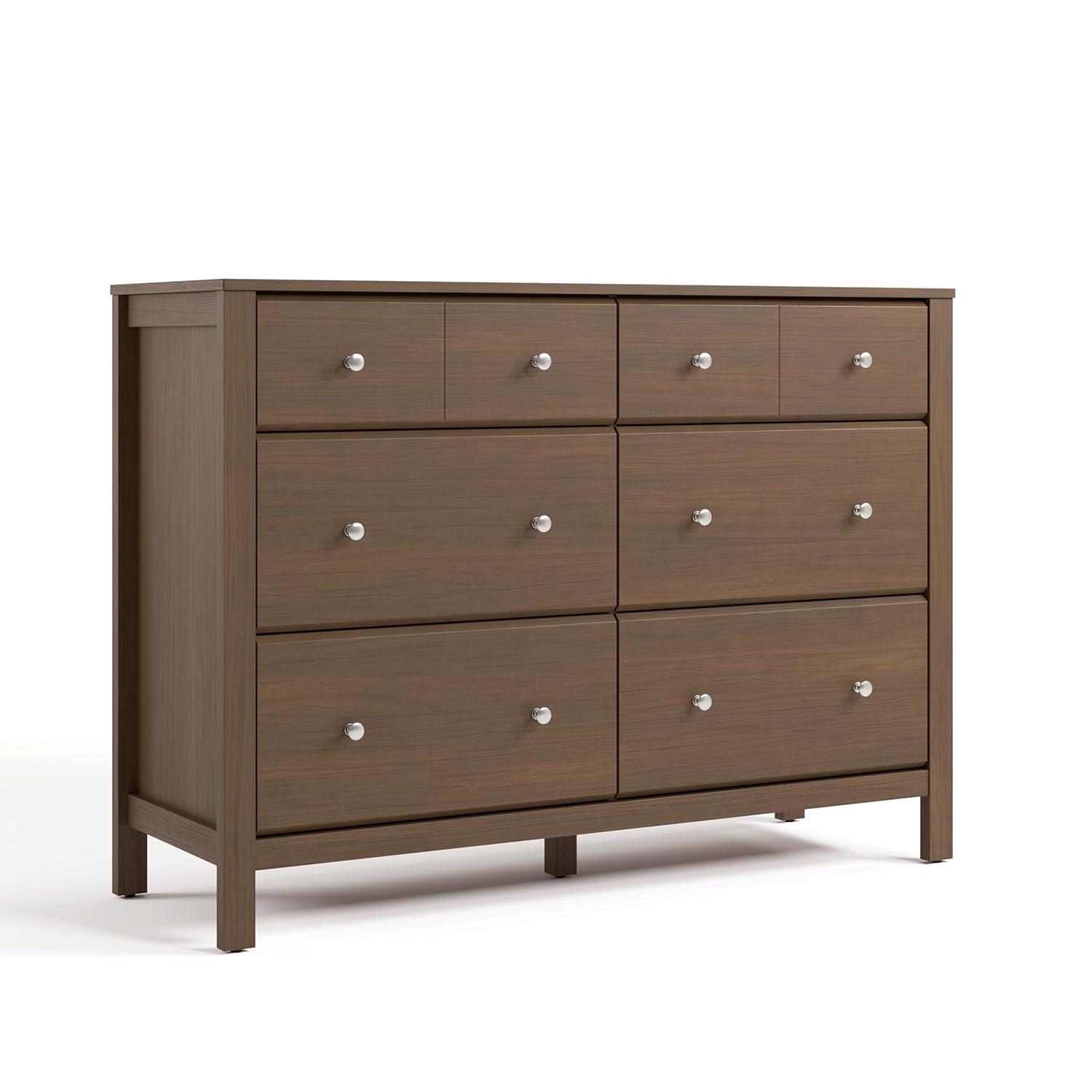 imageStorkcraft Horizon 6 Drawer Dresser Driftwood GREENGUARD Gold Certified Dresser for Nursery ampamp Kids Room Modern Storage with Interlocking Drawer SystemHazelnut