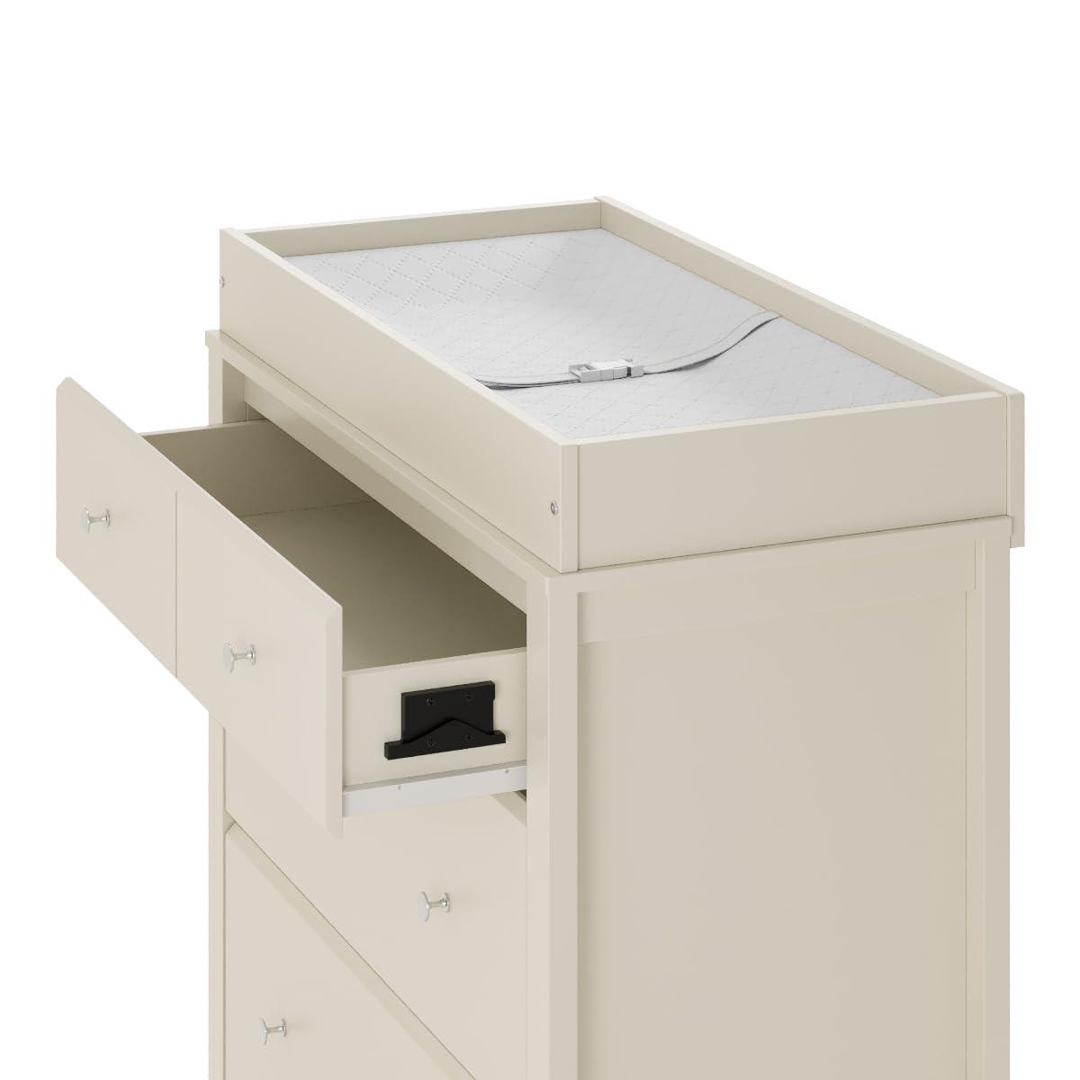 imageStorkcraft Horizon 6 Drawer Dresser Driftwood GREENGUARD Gold Certified Dresser for Nursery ampamp Kids Room Modern Storage with Interlocking Drawer SystemFrosted Oat