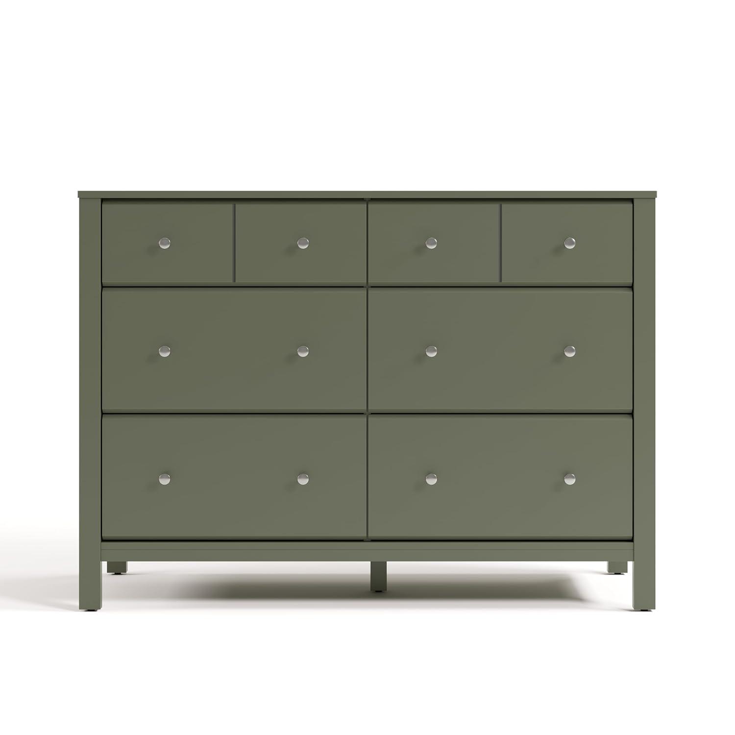 imageStorkcraft Horizon 6 Drawer Dresser Driftwood GREENGUARD Gold Certified Dresser for Nursery ampamp Kids Room Modern Storage with Interlocking Drawer SystemOlive
