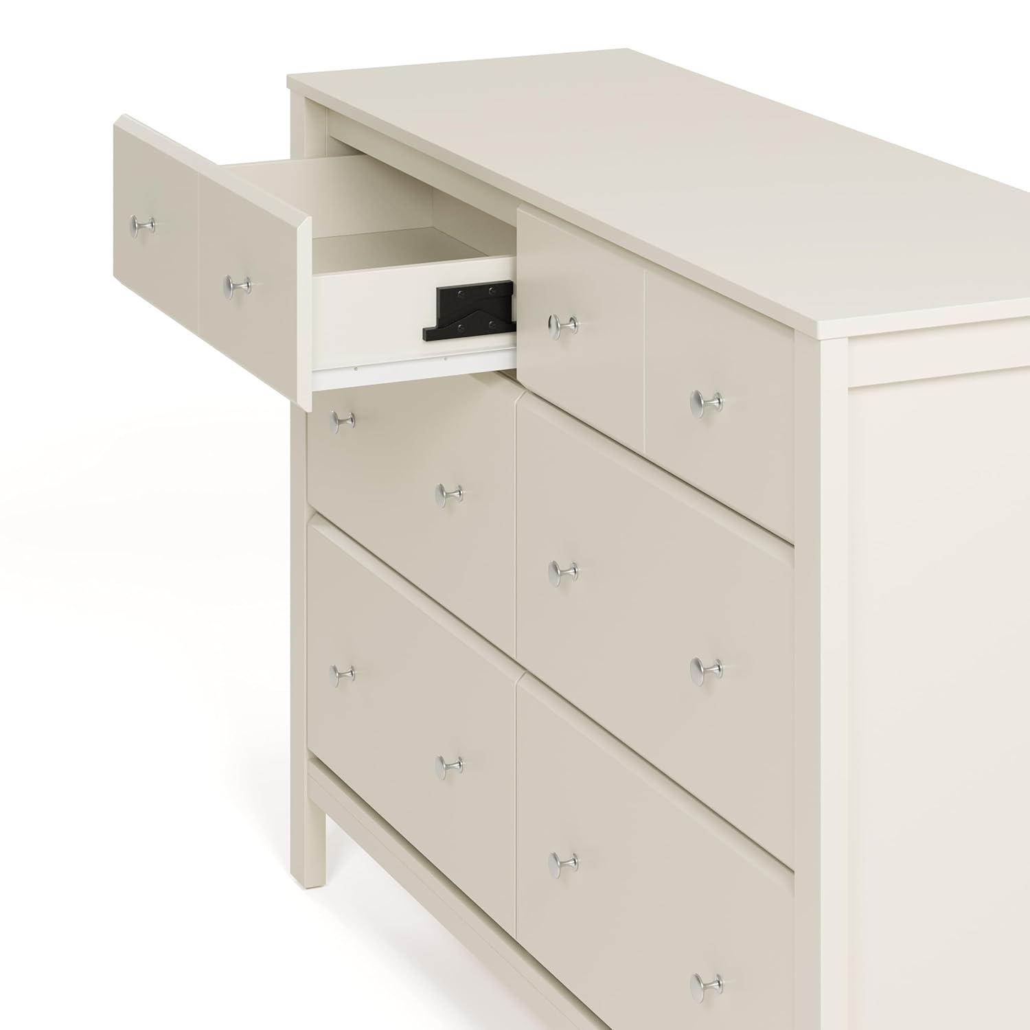 imageStorkcraft Horizon 6 Drawer Dresser Driftwood GREENGUARD Gold Certified Dresser for Nursery ampamp Kids Room Modern Storage with Interlocking Drawer SystemFrosted Oat