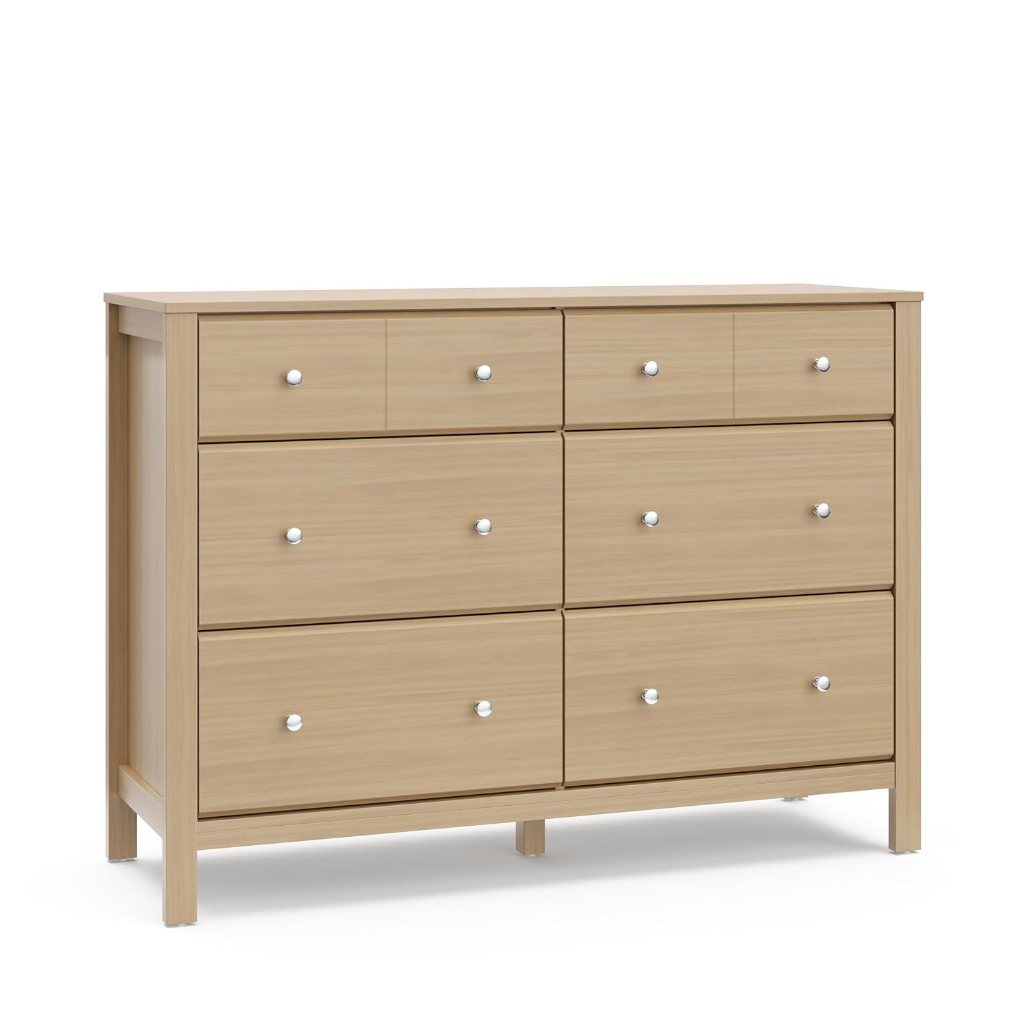 imageStorkcraft Horizon 6 Drawer Dresser Driftwood GREENGUARD Gold Certified Dresser for Nursery ampamp Kids Room Modern Storage with Interlocking Drawer SystemDriftwood