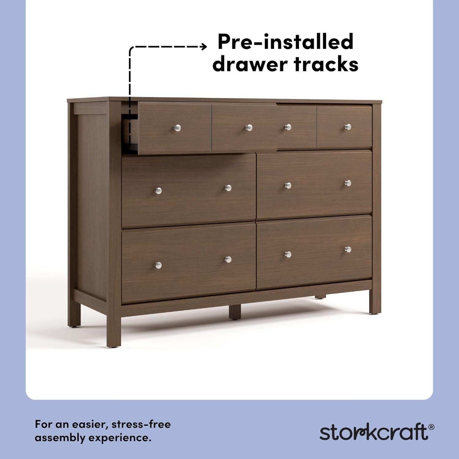 imageStorkcraft Horizon 6 Drawer Dresser Driftwood GREENGUARD Gold Certified Dresser for Nursery ampamp Kids Room Modern Storage with Interlocking Drawer SystemHazelnut