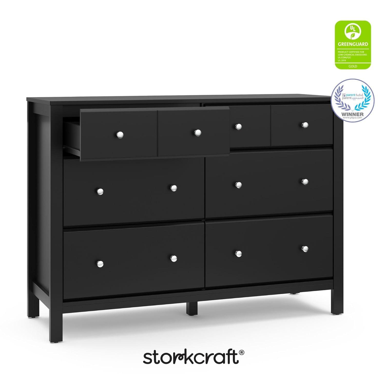 imageStorkcraft Horizon 6 Drawer Dresser Driftwood GREENGUARD Gold Certified Dresser for Nursery ampamp Kids Room Modern Storage with Interlocking Drawer SystemBlack