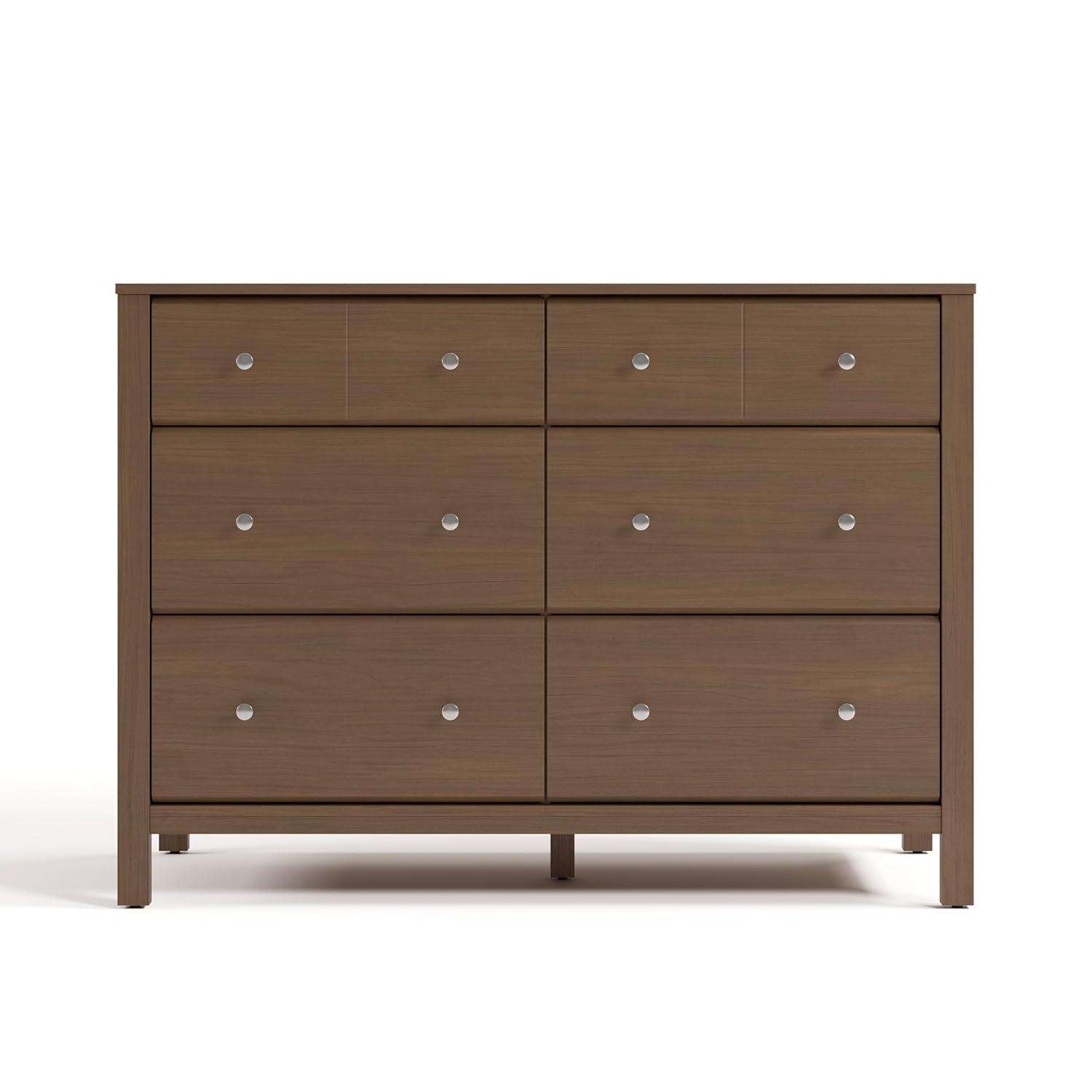 imageStorkcraft Horizon 6 Drawer Dresser Driftwood GREENGUARD Gold Certified Dresser for Nursery ampamp Kids Room Modern Storage with Interlocking Drawer SystemHazelnut