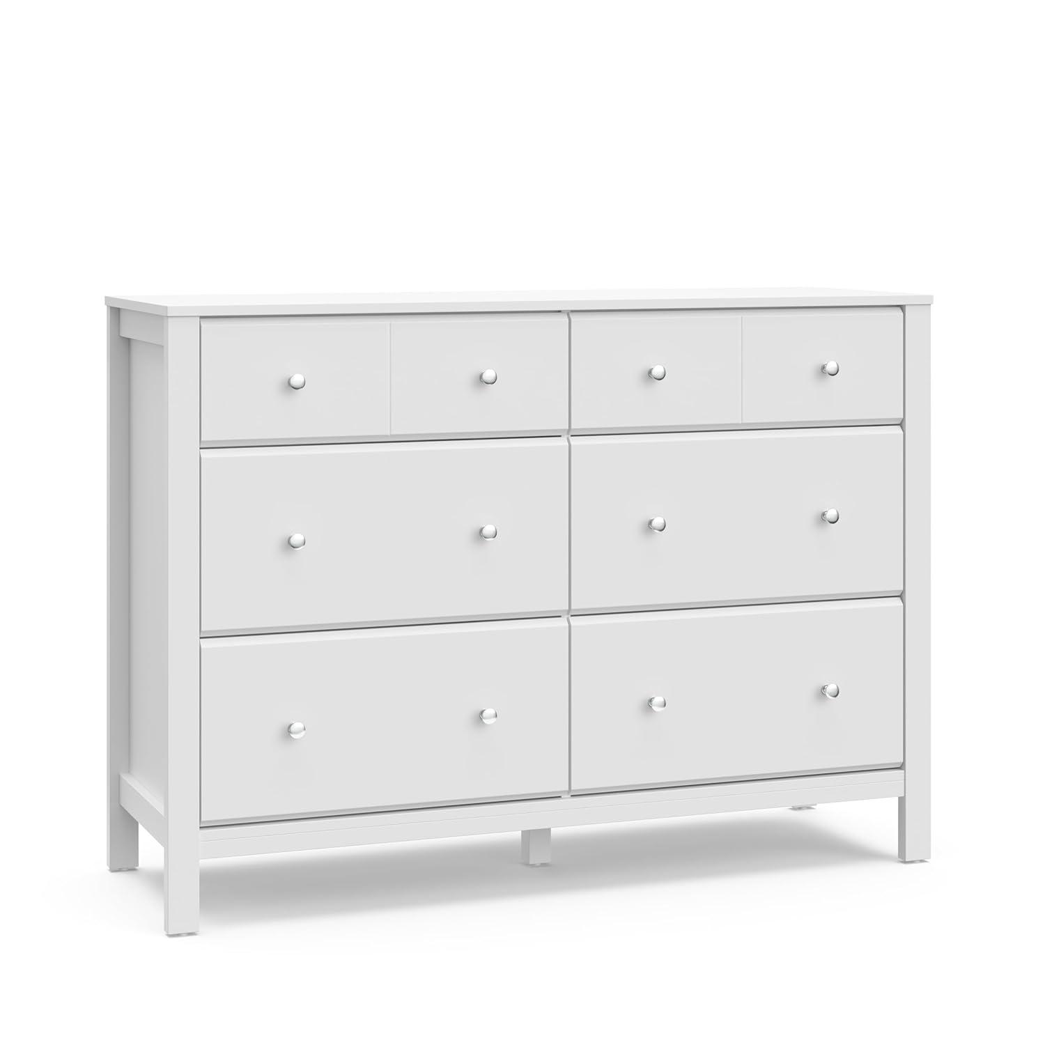 imageStorkcraft Horizon 6 Drawer Dresser Driftwood GREENGUARD Gold Certified Dresser for Nursery ampamp Kids Room Modern Storage with Interlocking Drawer SystemWhite