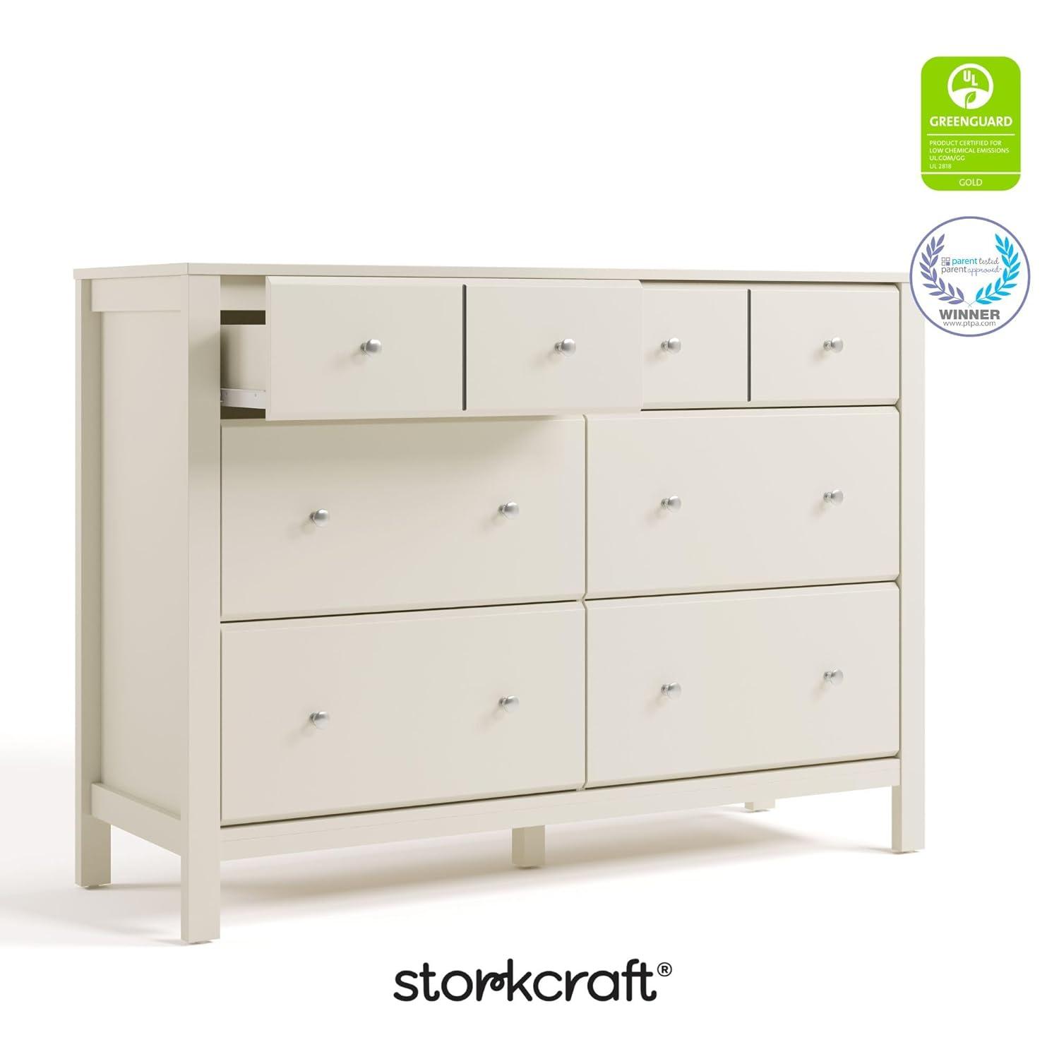 imageStorkcraft Horizon 6 Drawer Dresser Driftwood GREENGUARD Gold Certified Dresser for Nursery ampamp Kids Room Modern Storage with Interlocking Drawer SystemFrosted Oat