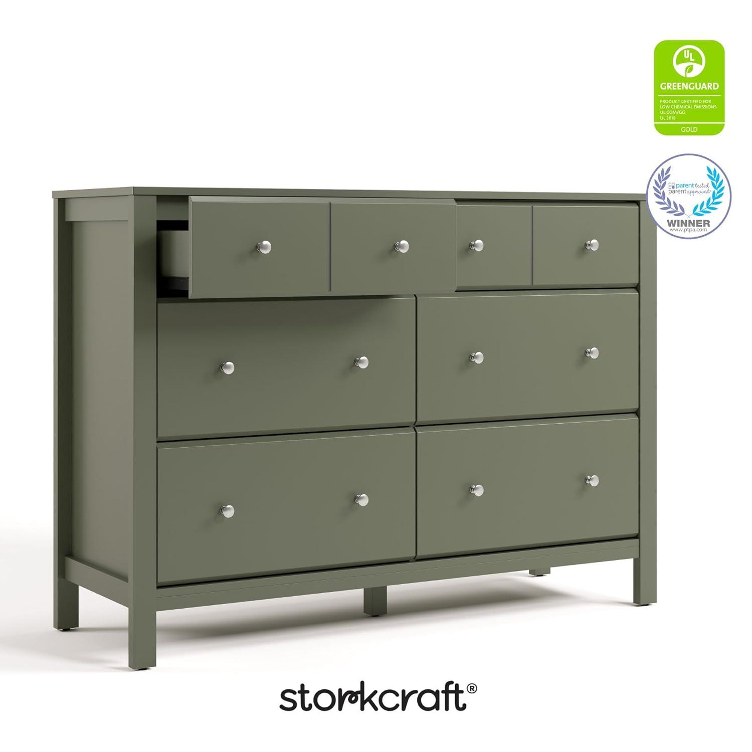 imageStorkcraft Horizon 6 Drawer Dresser Driftwood GREENGUARD Gold Certified Dresser for Nursery ampamp Kids Room Modern Storage with Interlocking Drawer SystemOlive