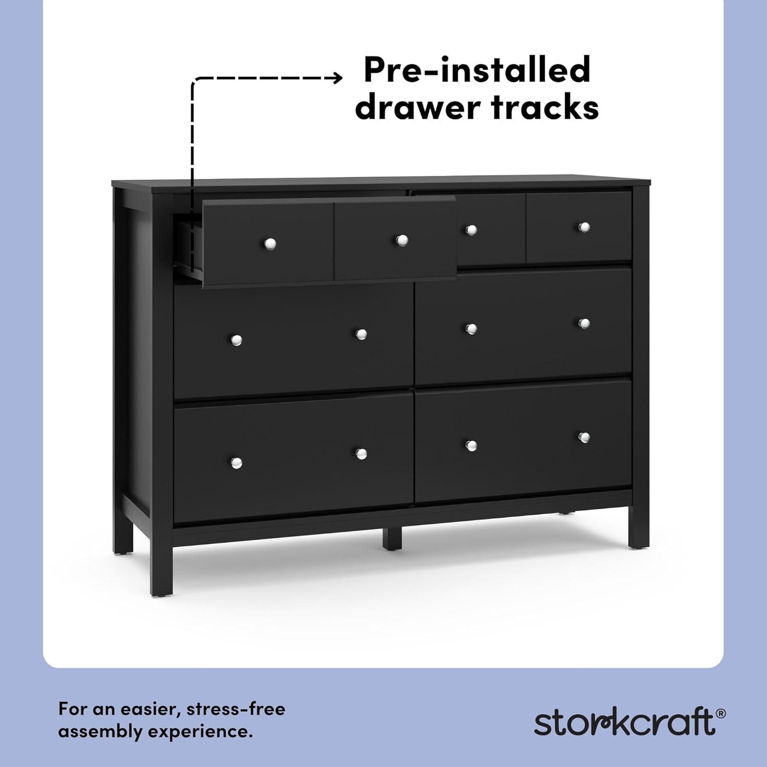 imageStorkcraft Horizon 6 Drawer Dresser Driftwood GREENGUARD Gold Certified Dresser for Nursery ampamp Kids Room Modern Storage with Interlocking Drawer SystemBlack