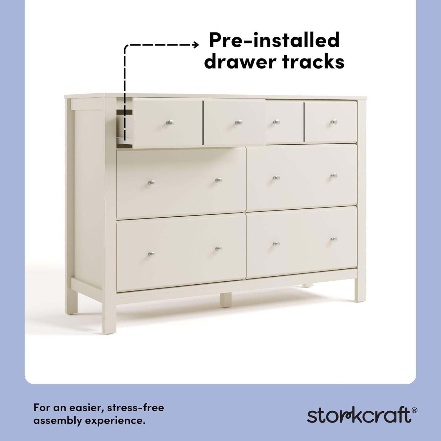 imageStorkcraft Horizon 6 Drawer Dresser Driftwood GREENGUARD Gold Certified Dresser for Nursery ampamp Kids Room Modern Storage with Interlocking Drawer SystemFrosted Oat