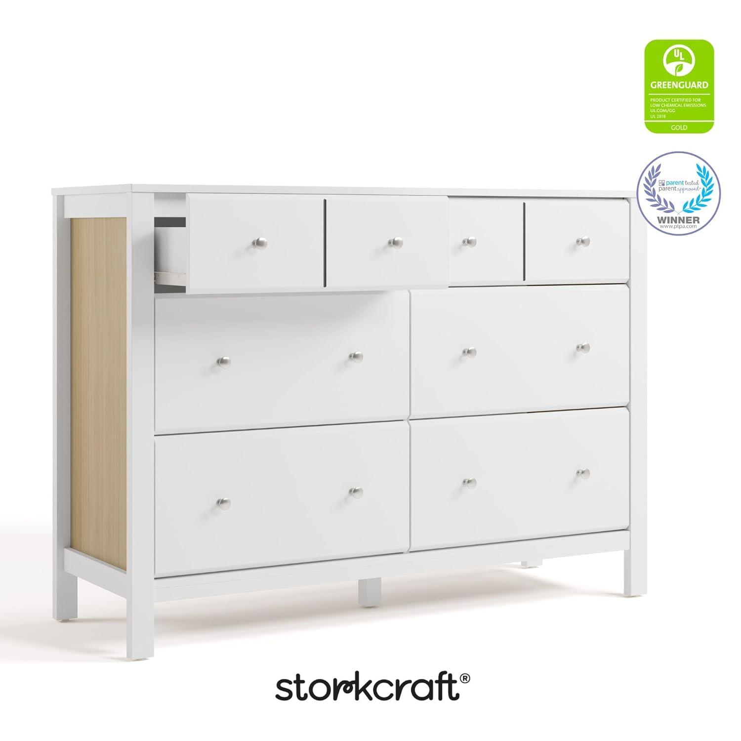 imageStorkcraft Horizon 6 Drawer Dresser Driftwood GREENGUARD Gold Certified Dresser for Nursery ampamp Kids Room Modern Storage with Interlocking Drawer SystemWhite With Driftwood