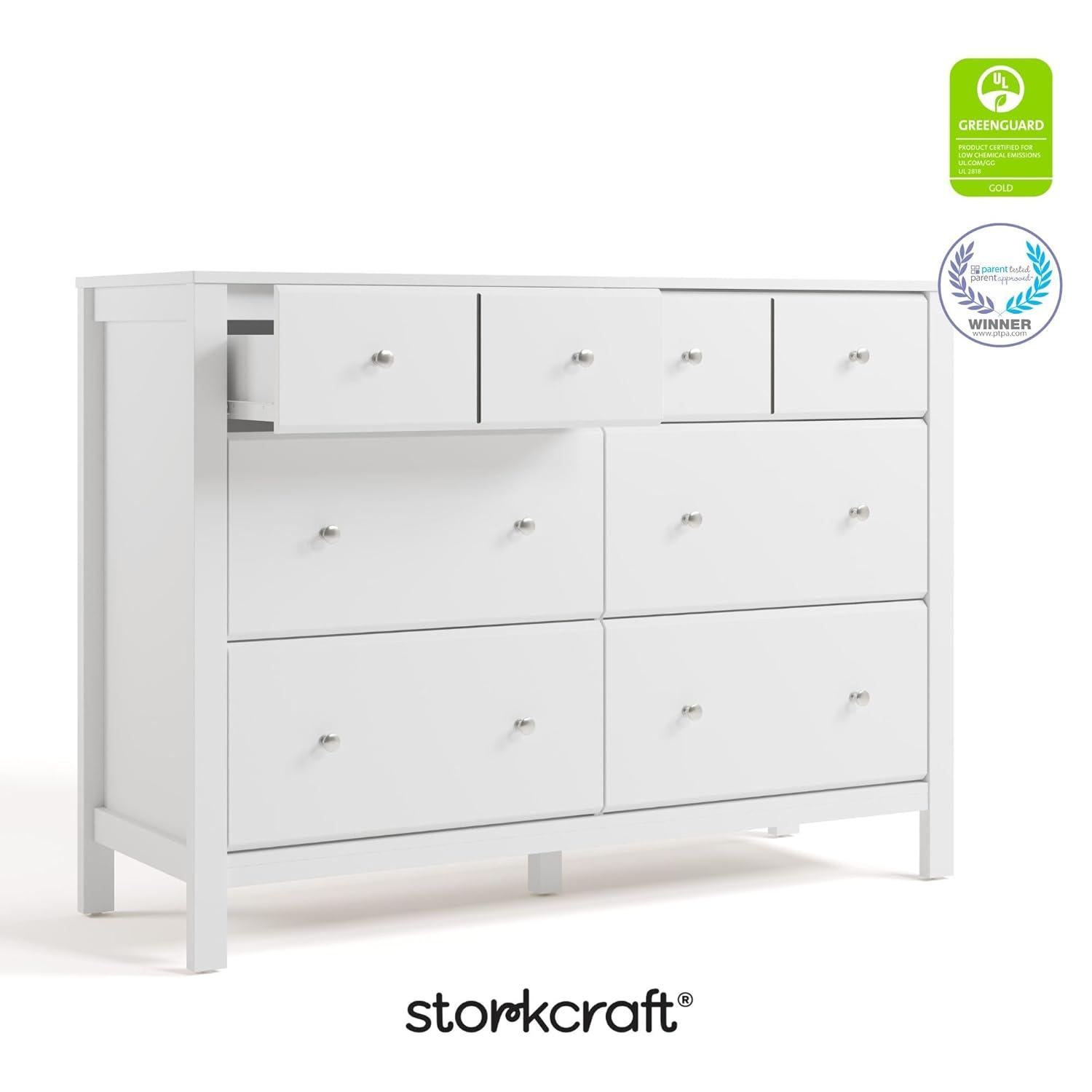 imageStorkcraft Horizon 6 Drawer Dresser Driftwood GREENGUARD Gold Certified Dresser for Nursery ampamp Kids Room Modern Storage with Interlocking Drawer SystemWhite