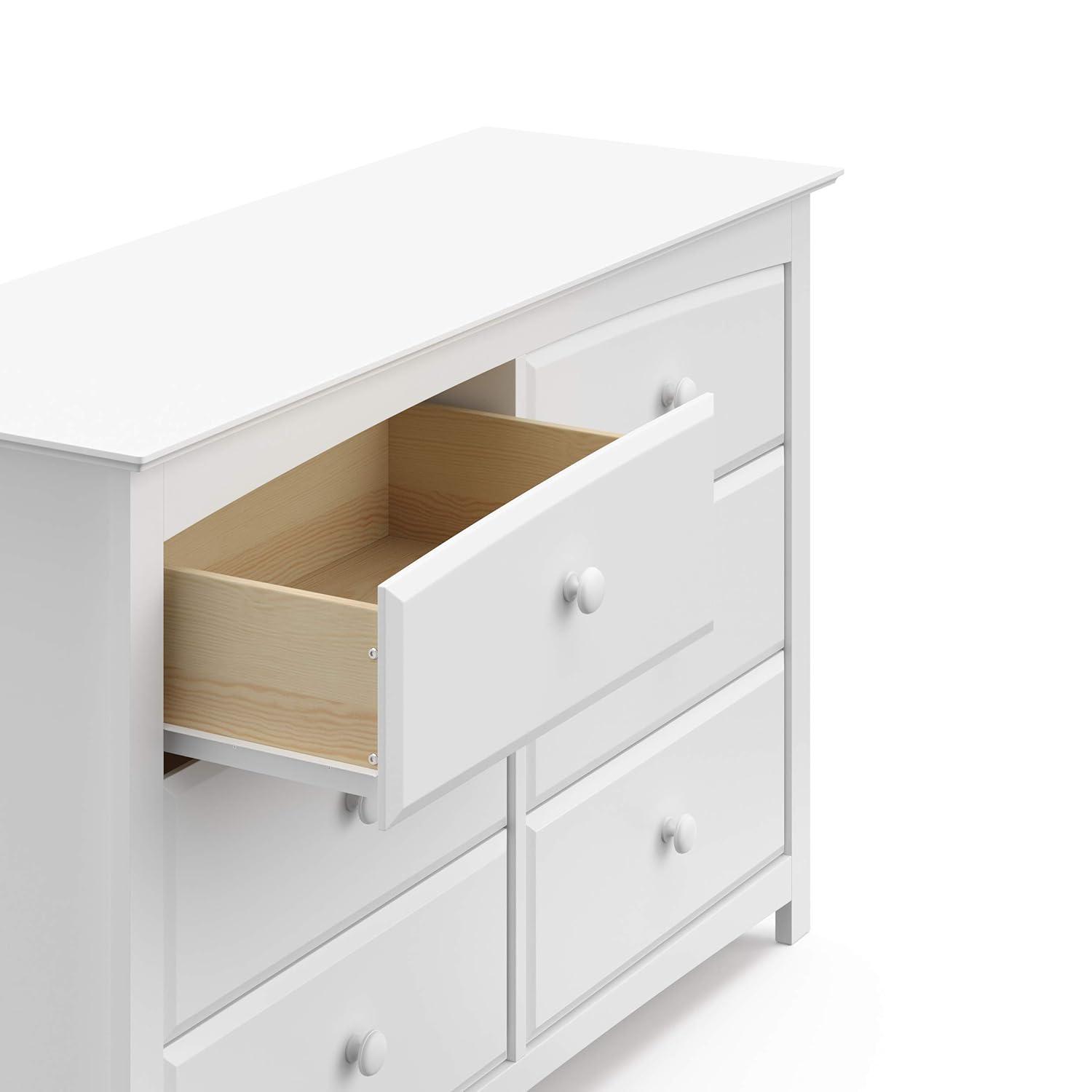 imageStorkcraft Kenton 5 Drawer Dresser White for Kids Bedroom Nursery Dresser Organizer Chest of Drawers with 5 Drawers Universal Design for Childrens BedroomWhite