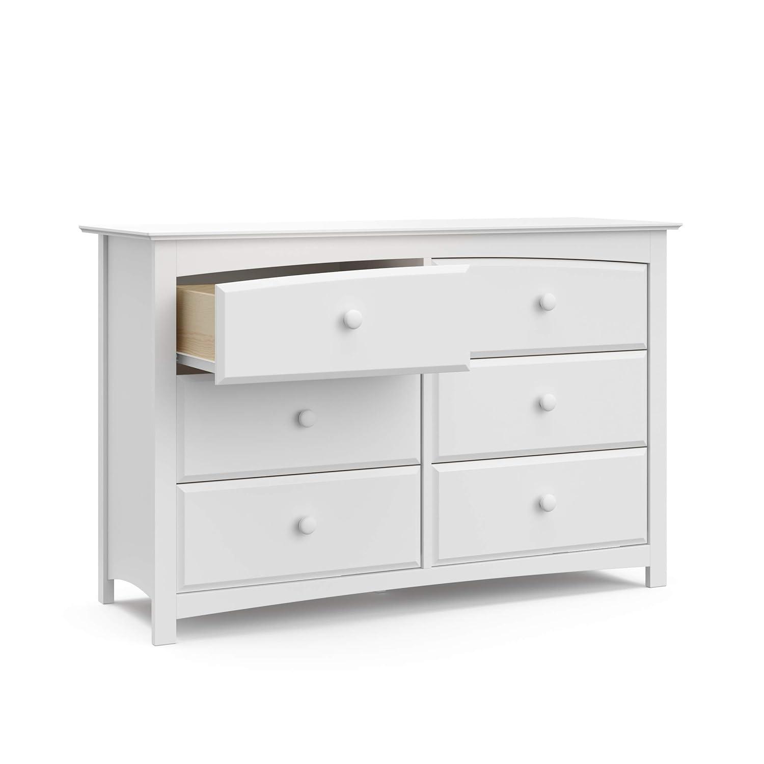 imageStorkcraft Kenton 5 Drawer Dresser White for Kids Bedroom Nursery Dresser Organizer Chest of Drawers with 5 Drawers Universal Design for Childrens BedroomWhite