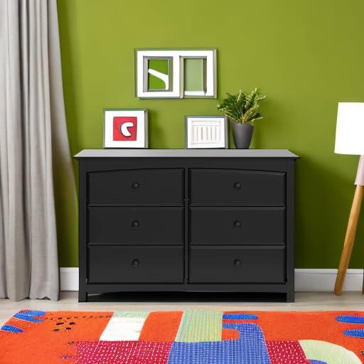imageStorkcraft Kenton 5 Drawer Dresser White for Kids Bedroom Nursery Dresser Organizer Chest of Drawers with 5 Drawers Universal Design for Childrens BedroomBlack