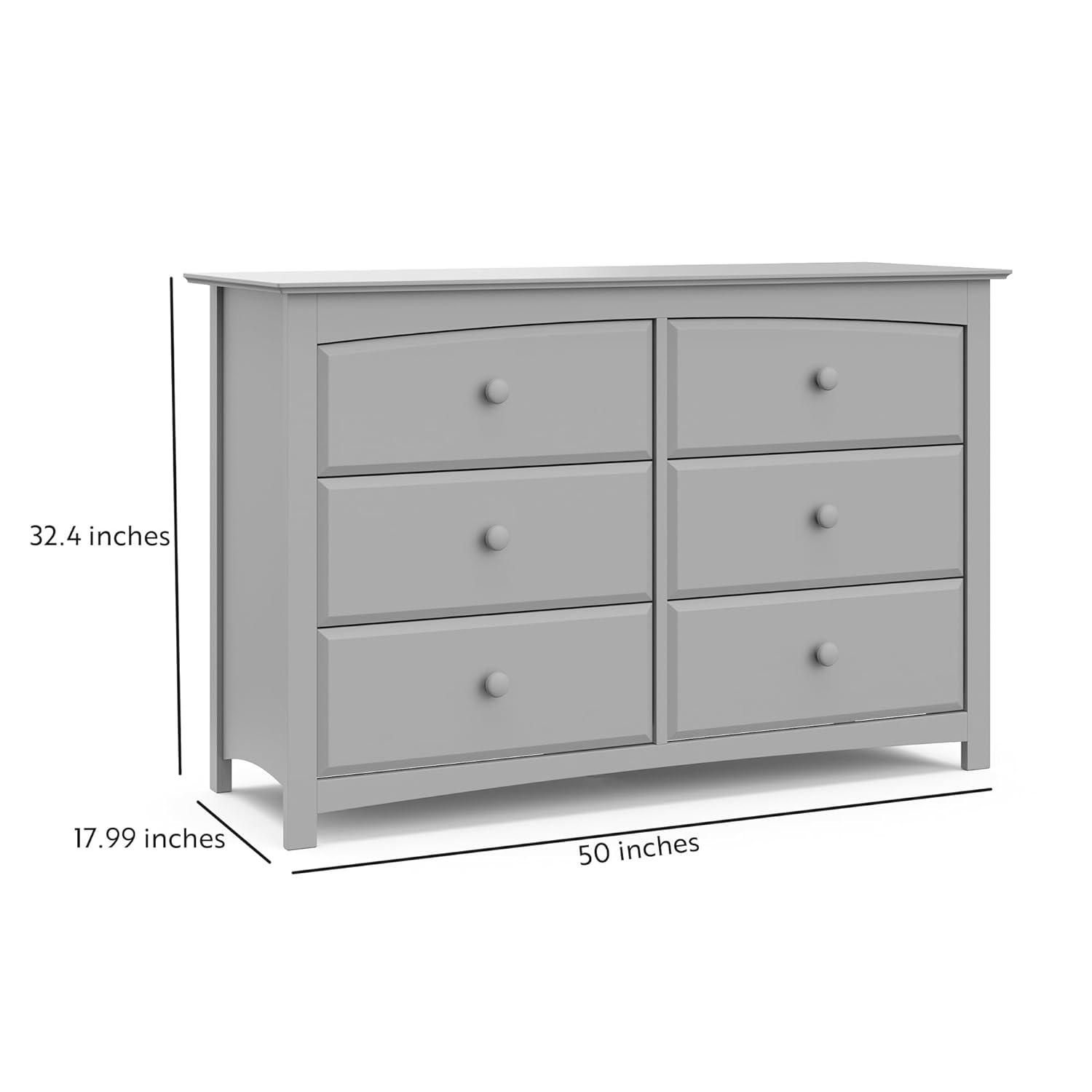 imageStorkcraft Kenton 5 Drawer Dresser White for Kids Bedroom Nursery Dresser Organizer Chest of Drawers with 5 Drawers Universal Design for Childrens BedroomPebble Gray