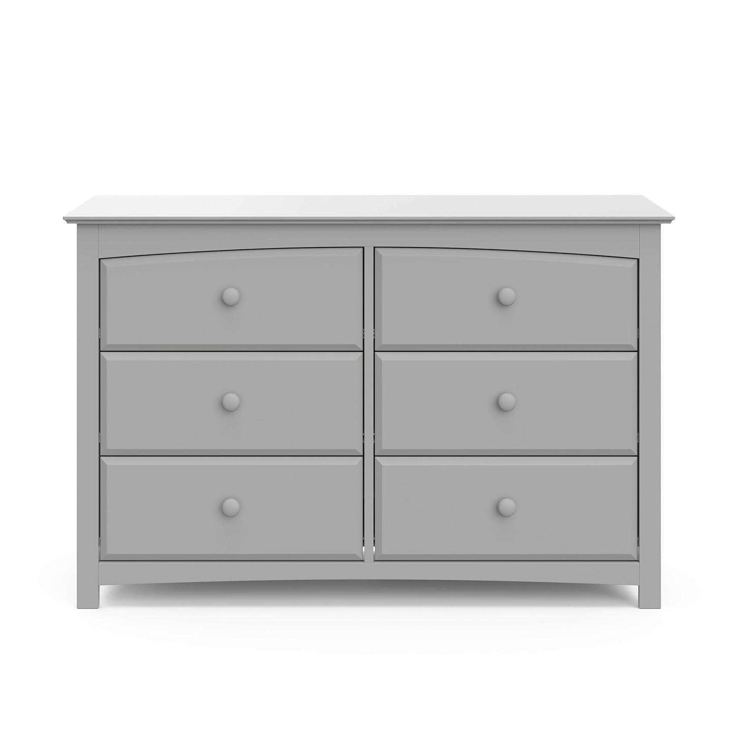 imageStorkcraft Kenton 5 Drawer Dresser White for Kids Bedroom Nursery Dresser Organizer Chest of Drawers with 5 Drawers Universal Design for Childrens BedroomPebble Gray