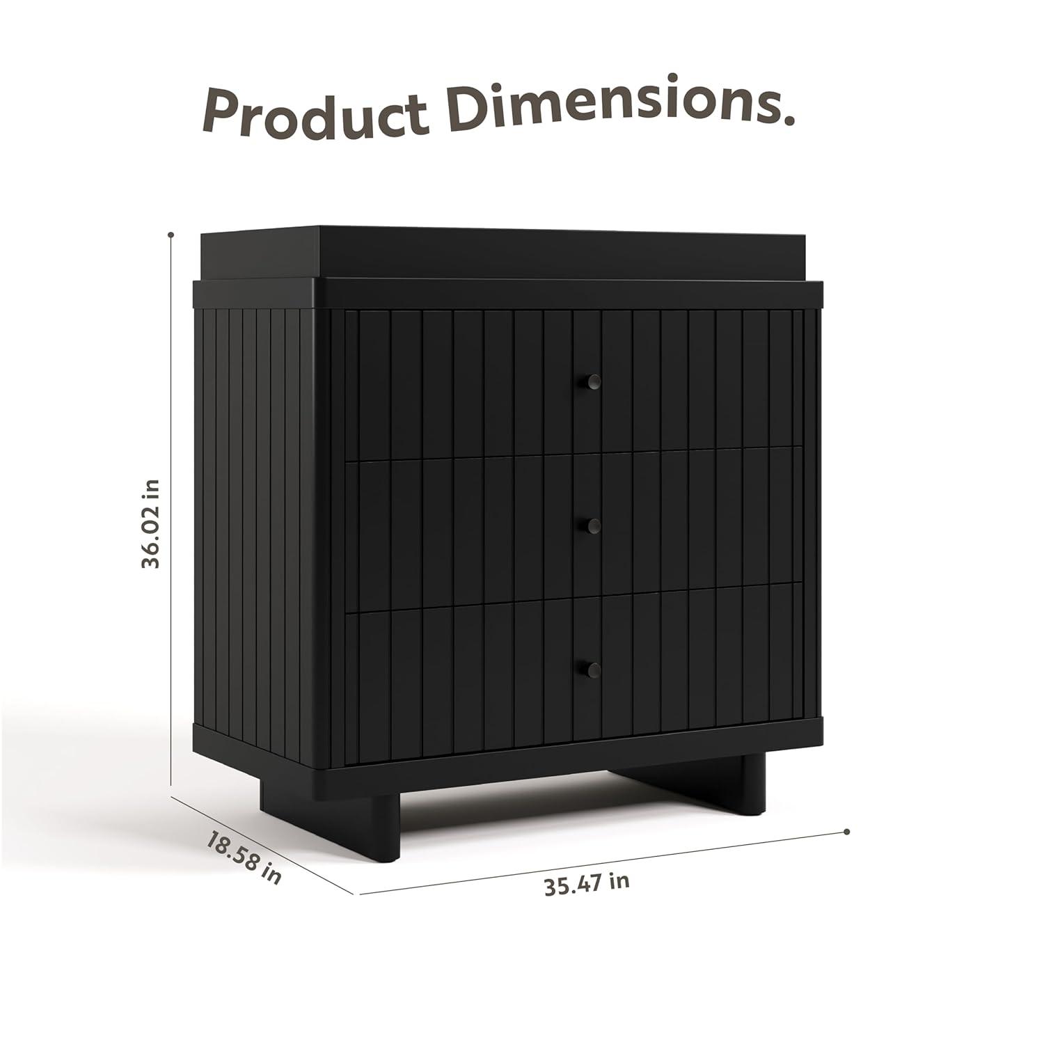 imageStorkcraft Kyoto 3 Drawer Chest with Topper Frosted Oat GREENGUARD Gold Certified Nursery ampamp Kids Bedroom Wood Chest Interlocking Drawer System and Easy Assembly with PreInstalled TracksBlack