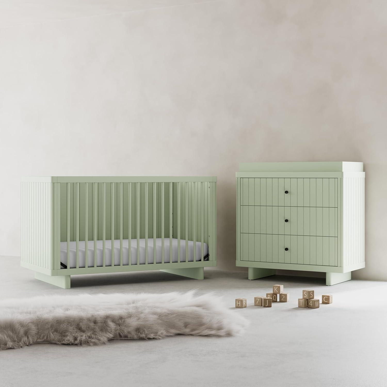 imageStorkcraft Kyoto 3 Drawer Chest with Topper Frosted Oat GREENGUARD Gold Certified Nursery ampamp Kids Bedroom Wood Chest Interlocking Drawer System and Easy Assembly with PreInstalled TracksSage