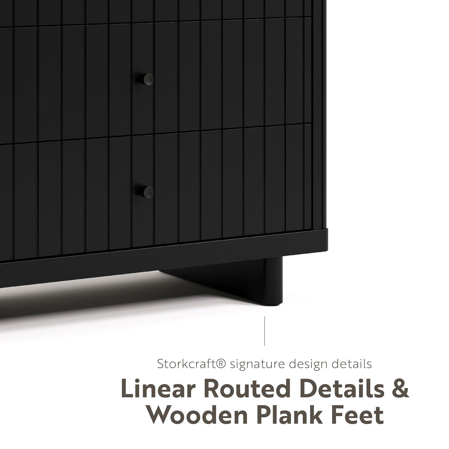 imageStorkcraft Kyoto 3 Drawer Chest with Topper Frosted Oat GREENGUARD Gold Certified Nursery ampamp Kids Bedroom Wood Chest Interlocking Drawer System and Easy Assembly with PreInstalled TracksBlack