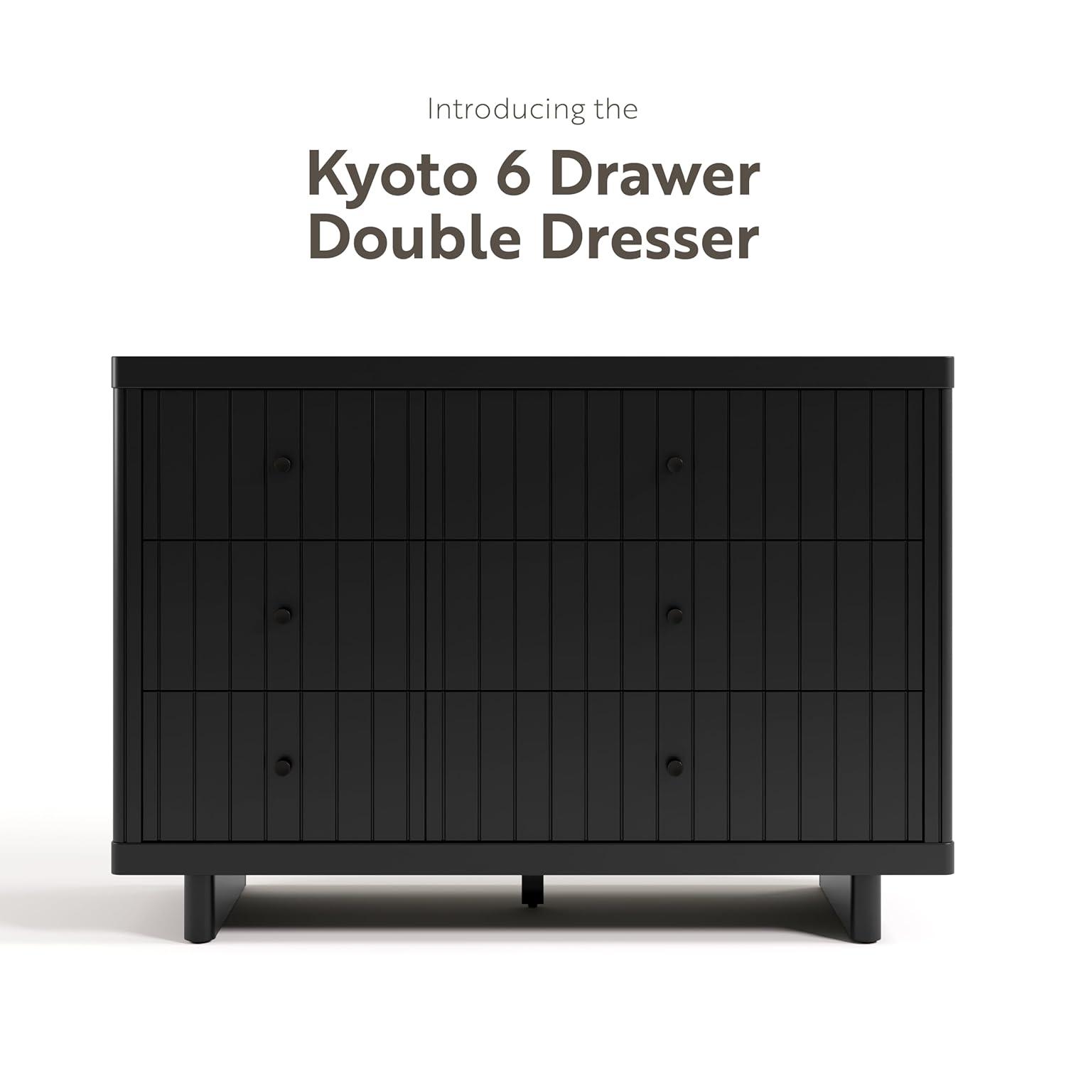 imageStorkcraft Kyoto 3 Drawer Chest with Topper Frosted Oat GREENGUARD Gold Certified Nursery ampamp Kids Bedroom Wood Chest Interlocking Drawer System and Easy Assembly with PreInstalled TracksBlack