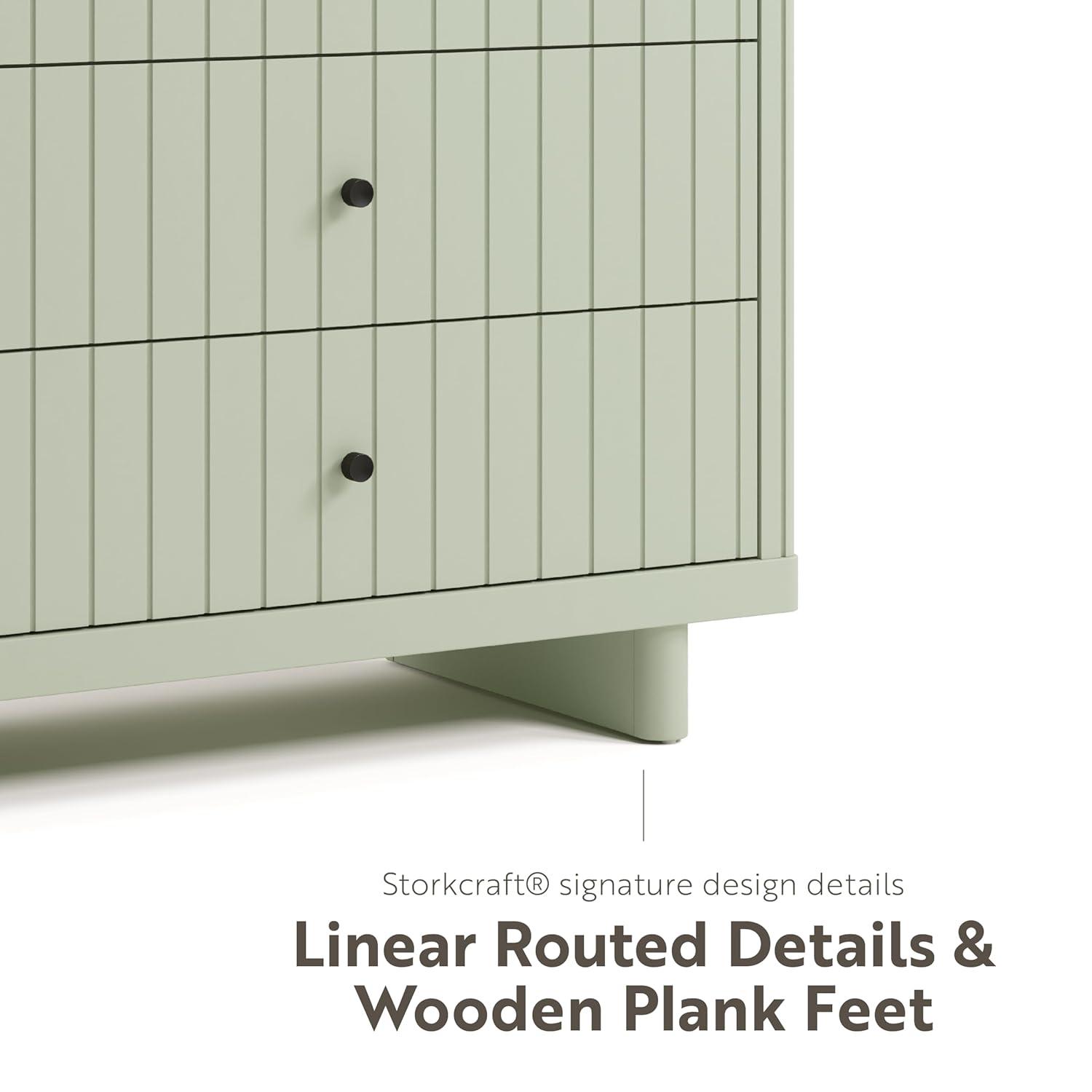 imageStorkcraft Kyoto 3 Drawer Chest with Topper Frosted Oat GREENGUARD Gold Certified Nursery ampamp Kids Bedroom Wood Chest Interlocking Drawer System and Easy Assembly with PreInstalled TracksSage