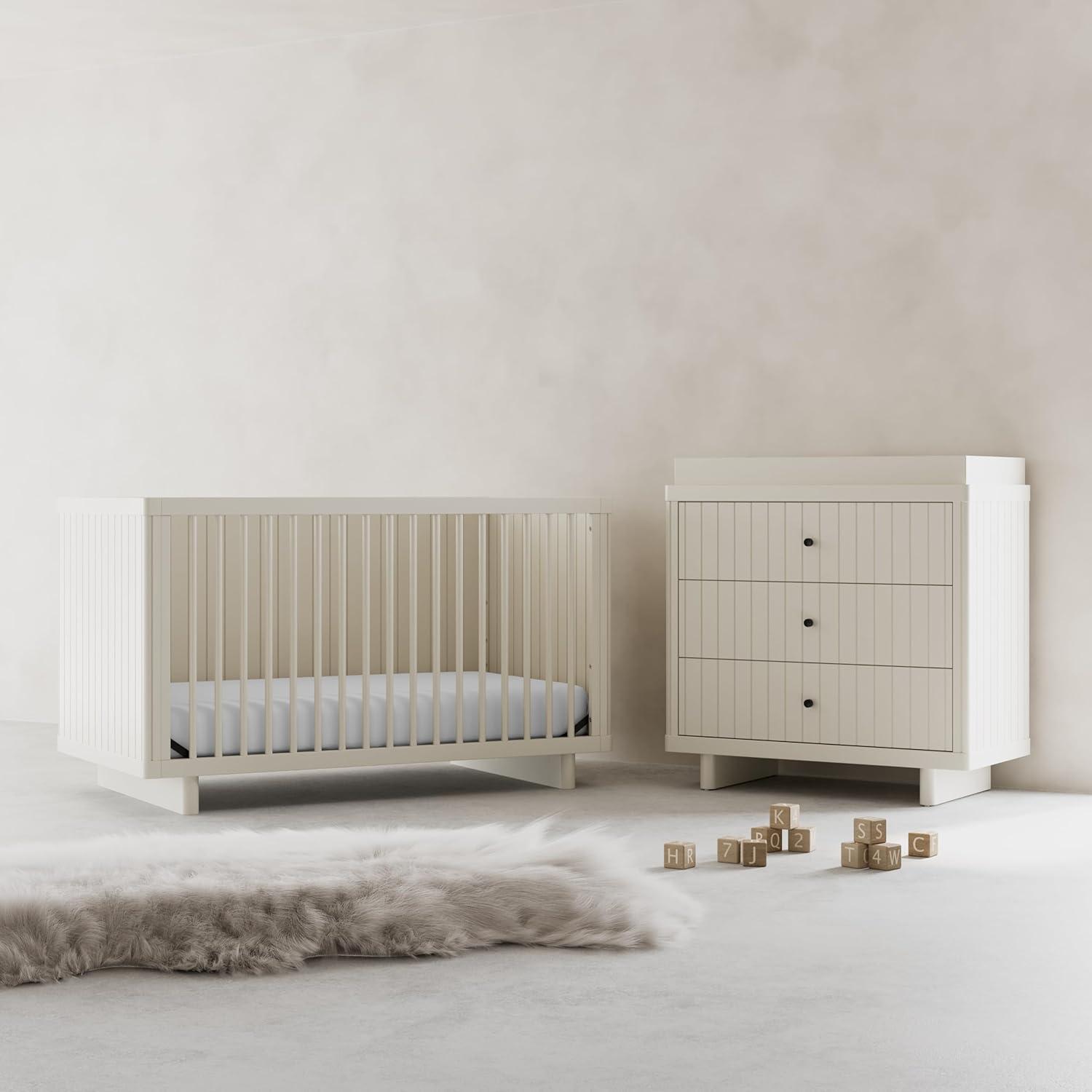 imageStorkcraft Kyoto 3 Drawer Chest with Topper Frosted Oat GREENGUARD Gold Certified Nursery ampamp Kids Bedroom Wood Chest Interlocking Drawer System and Easy Assembly with PreInstalled TracksFrosted Oat