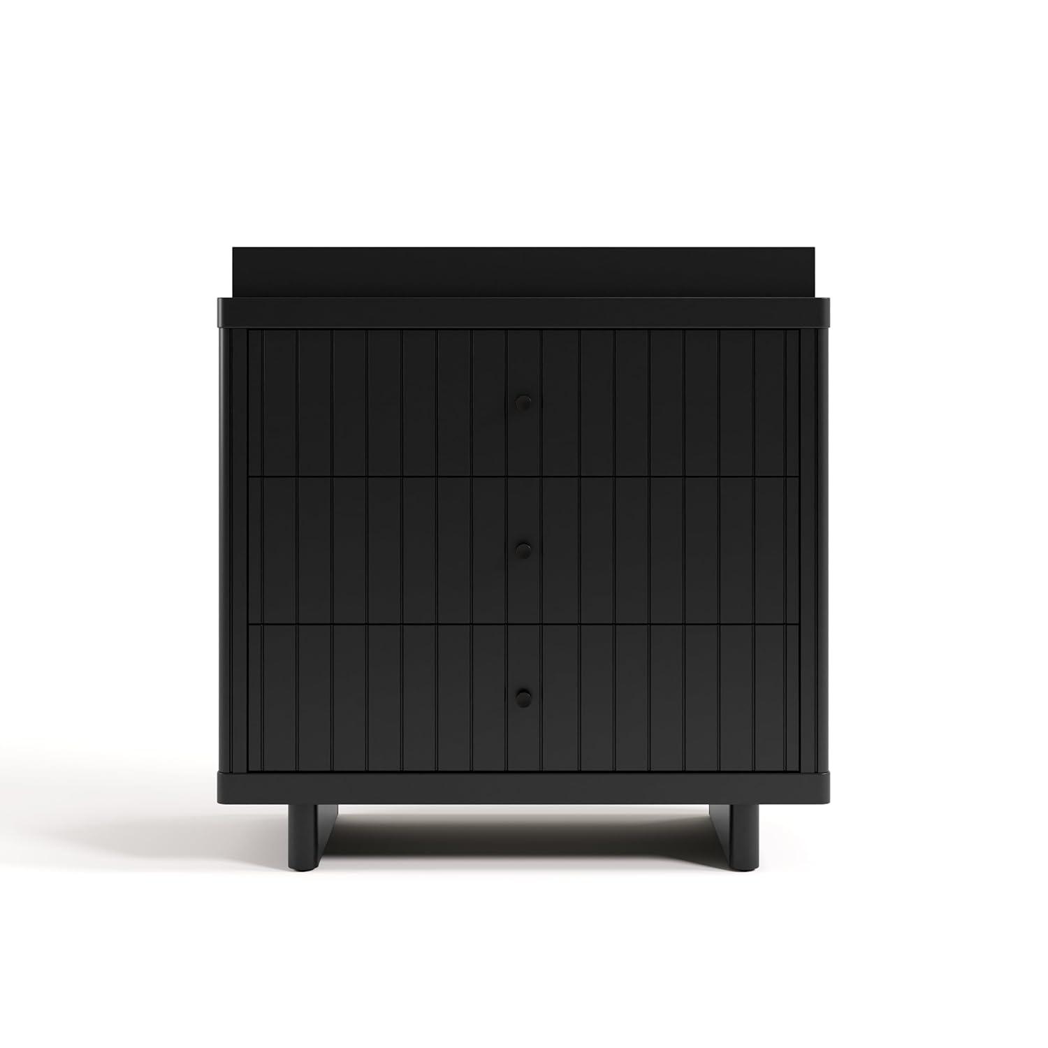 imageStorkcraft Kyoto 3 Drawer Chest with Topper Frosted Oat GREENGUARD Gold Certified Nursery ampamp Kids Bedroom Wood Chest Interlocking Drawer System and Easy Assembly with PreInstalled TracksBlack