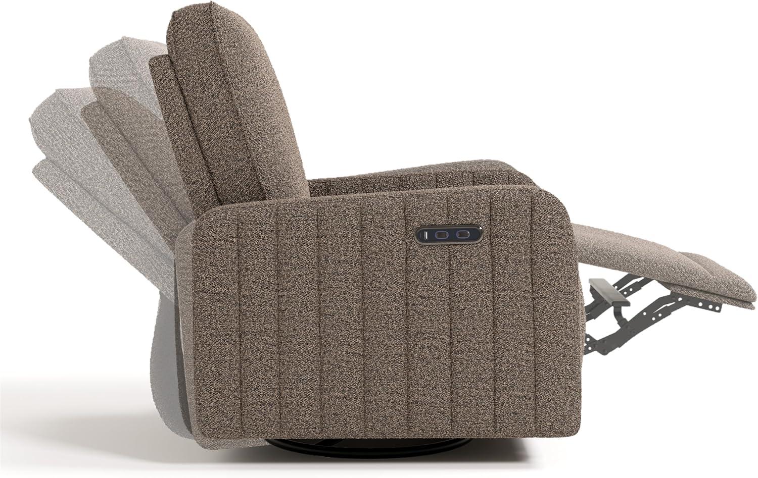 imageStorkcraft Kyoto Deluxe ExtraWide Power Recliner Swivel Glider Ivory Boucle Premium Electronic Power Recliner for Nursery Includes DualUSB Charging Port Extra Wide Glider Rocking ChairMountain Brown Boucle