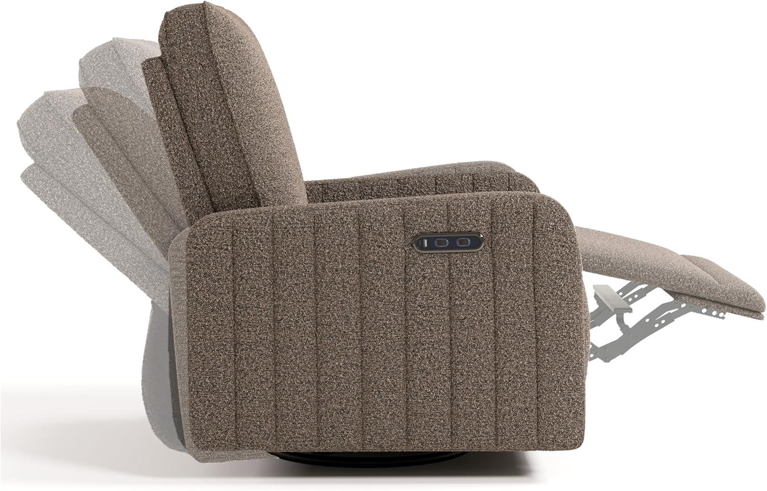 imageStorkcraft Kyoto Deluxe ExtraWide Power Recliner Swivel Glider Ivory Boucle Premium Electronic Power Recliner for Nursery Includes DualUSB Charging Port Extra Wide Glider Rocking ChairMountain Brown Boucle