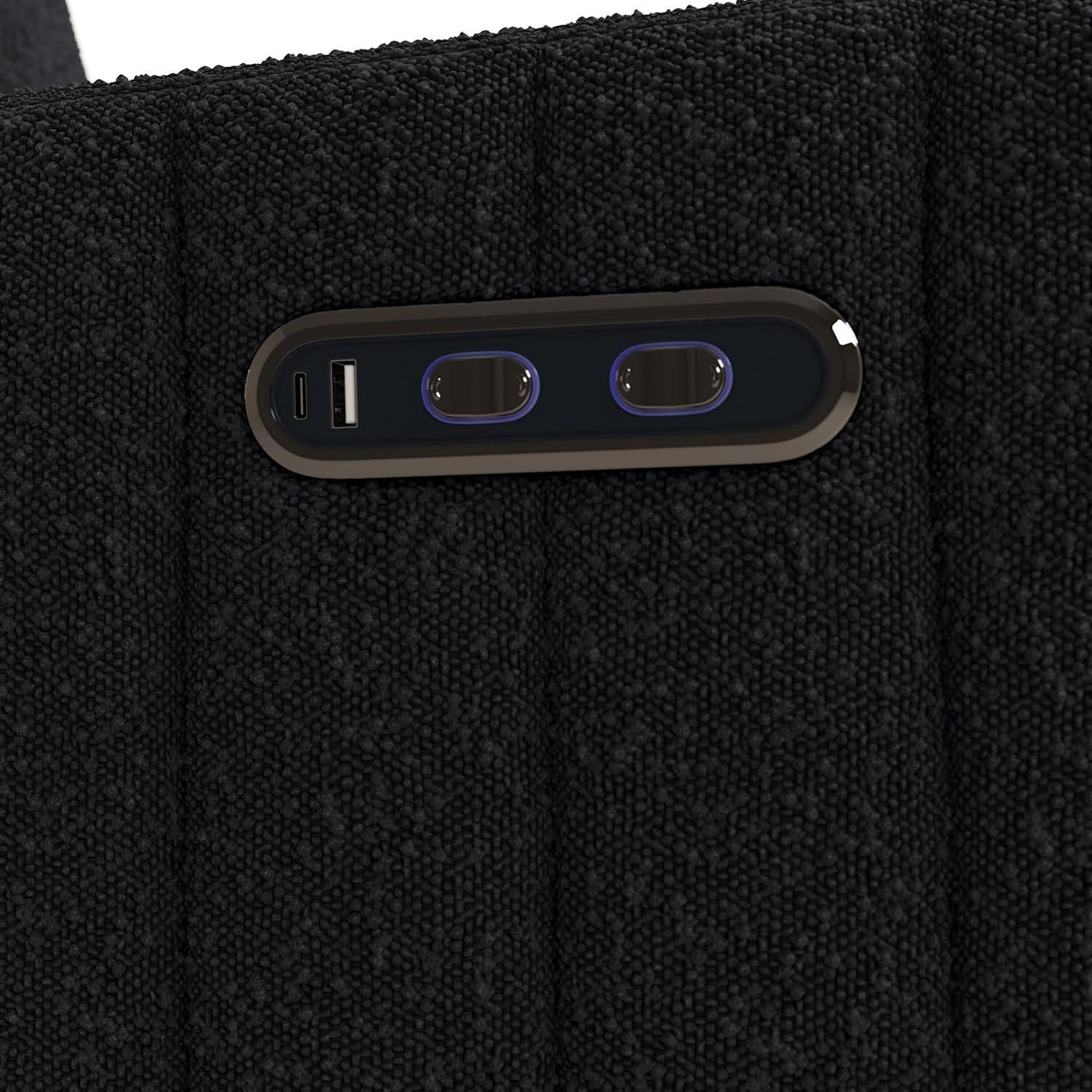 imageStorkcraft Kyoto Deluxe ExtraWide Power Recliner Swivel Glider Ivory Boucle Premium Electronic Power Recliner for Nursery Includes DualUSB Charging Port Extra Wide Glider Rocking ChairBlack Boucle