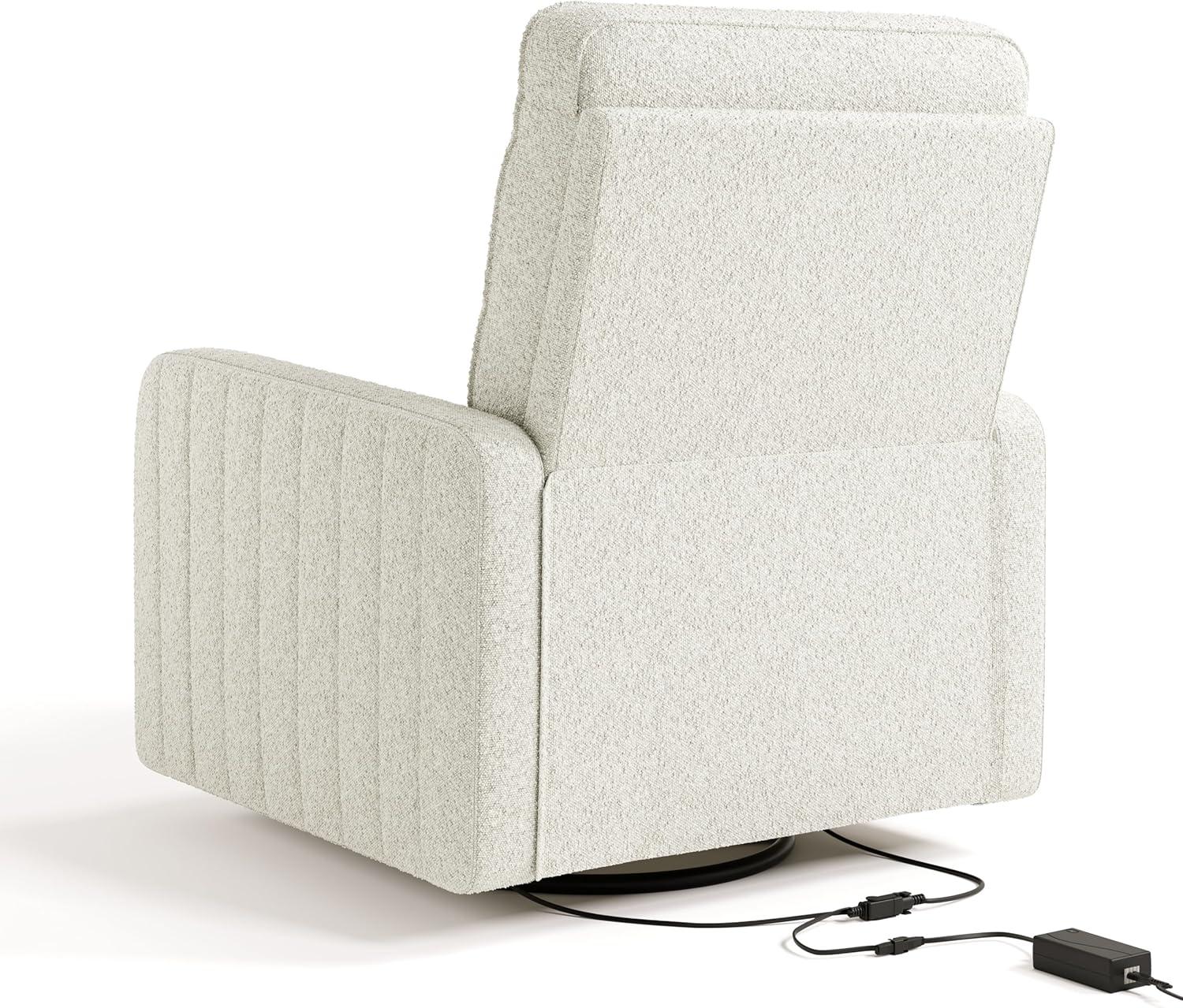 imageStorkcraft Kyoto Deluxe ExtraWide Power Recliner Swivel Glider Ivory Boucle Premium Electronic Power Recliner for Nursery Includes DualUSB Charging Port Extra Wide Glider Rocking ChairIvory Boucle