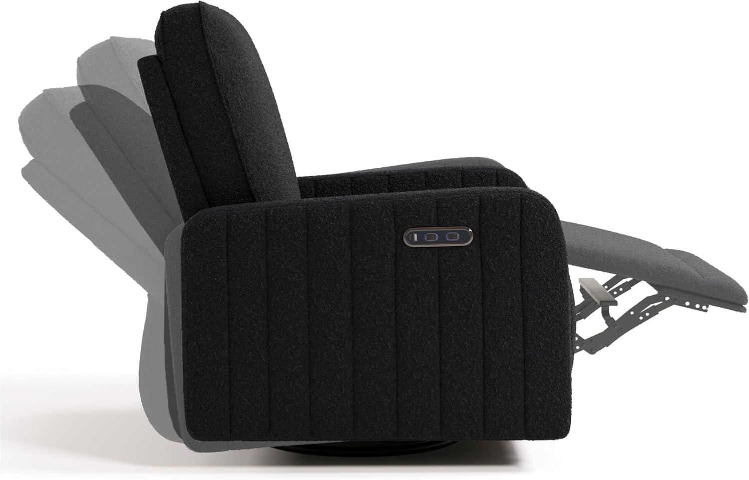 imageStorkcraft Kyoto Deluxe ExtraWide Power Recliner Swivel Glider Ivory Boucle Premium Electronic Power Recliner for Nursery Includes DualUSB Charging Port Extra Wide Glider Rocking ChairBlack Boucle