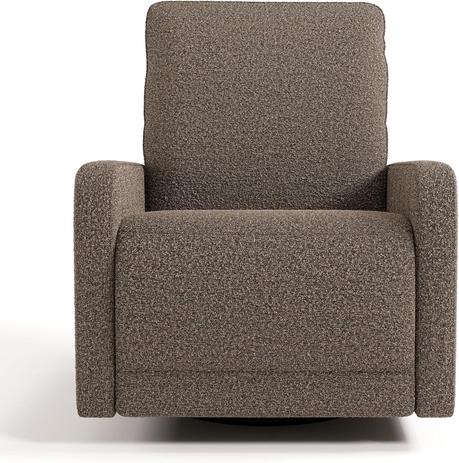 imageStorkcraft Kyoto Deluxe ExtraWide Power Recliner Swivel Glider Ivory Boucle Premium Electronic Power Recliner for Nursery Includes DualUSB Charging Port Extra Wide Glider Rocking ChairMountain Brown Boucle