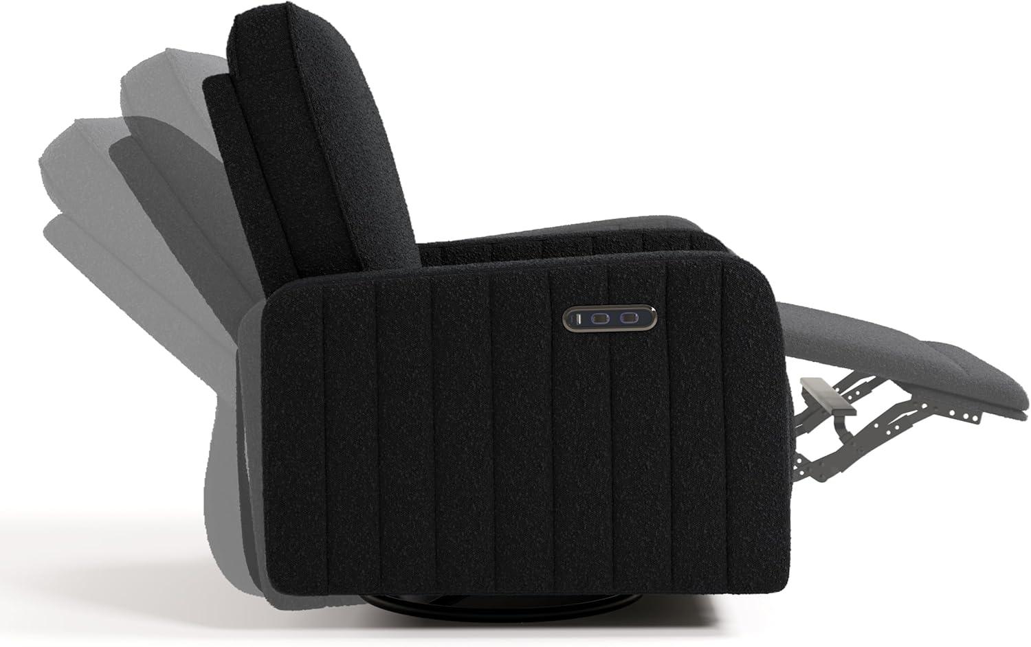 imageStorkcraft Kyoto Deluxe ExtraWide Power Recliner Swivel Glider Ivory Boucle Premium Electronic Power Recliner for Nursery Includes DualUSB Charging Port Extra Wide Glider Rocking ChairBlack Boucle