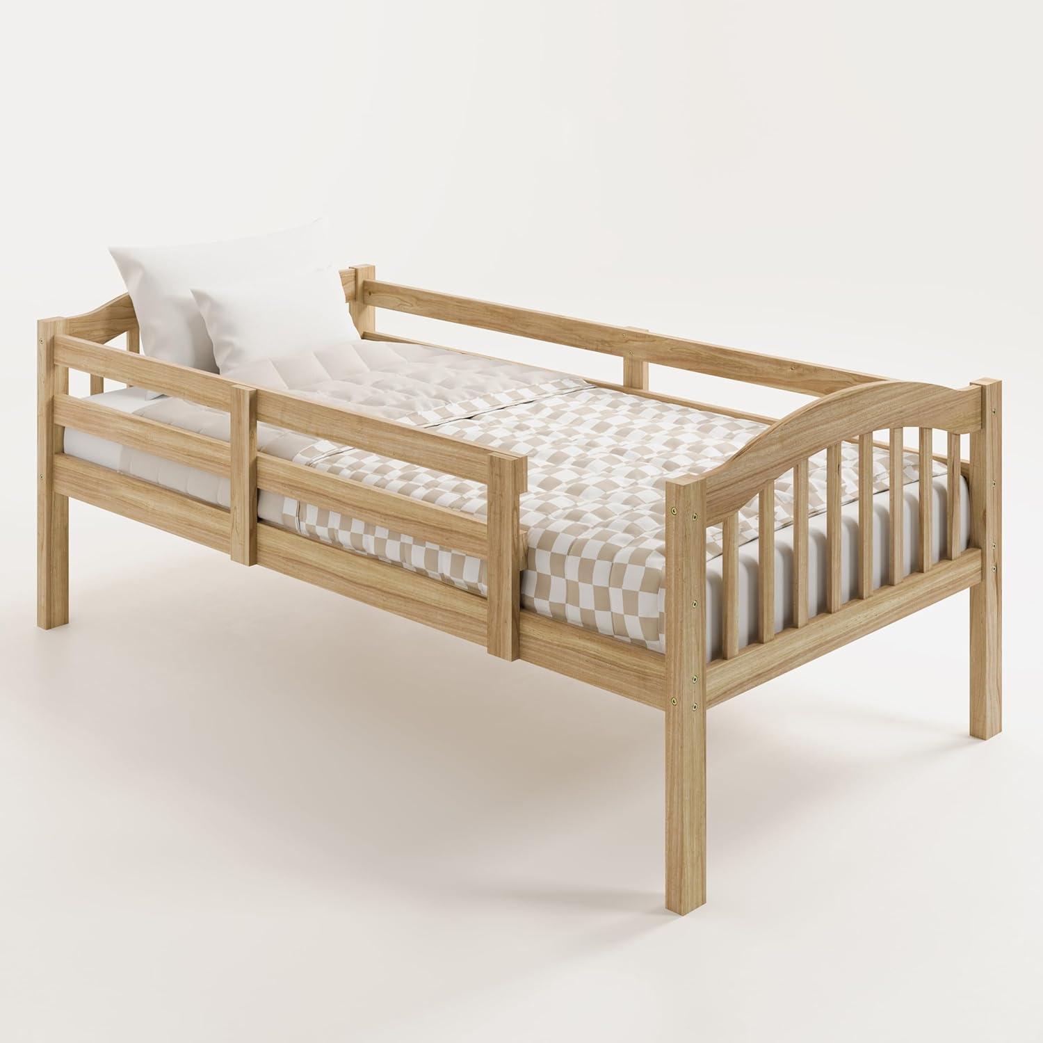 imageStorkcraft Long Horn TwinOverTwin Bunk Bed White GREENGUARD Gold Certified Converts to Two Twin Beds Wood Bunk Bed for Kids BedroomNatural