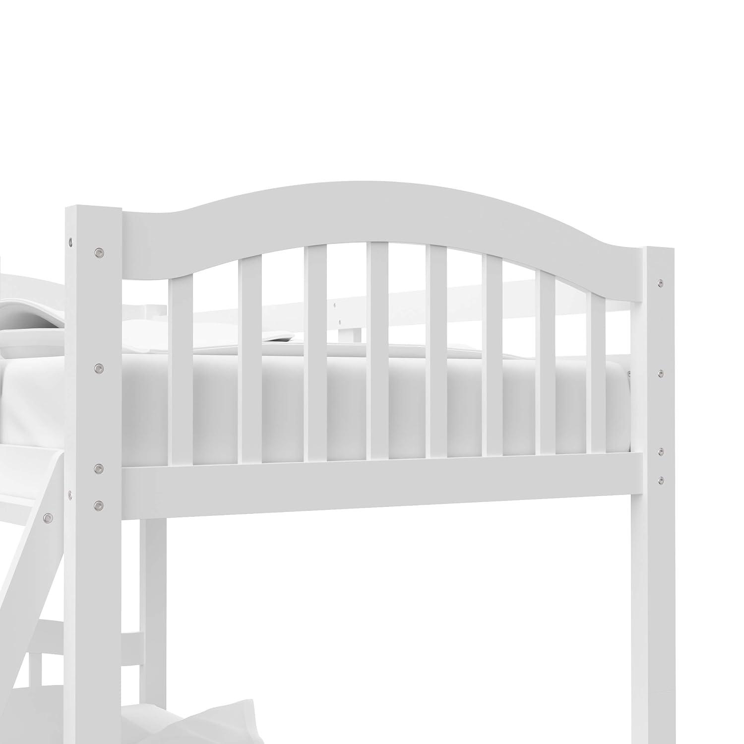 imageStorkcraft Long Horn TwinOverTwin Bunk Bed White GREENGUARD Gold Certified Converts to Two Twin Beds Wood Bunk Bed for Kids BedroomWhite