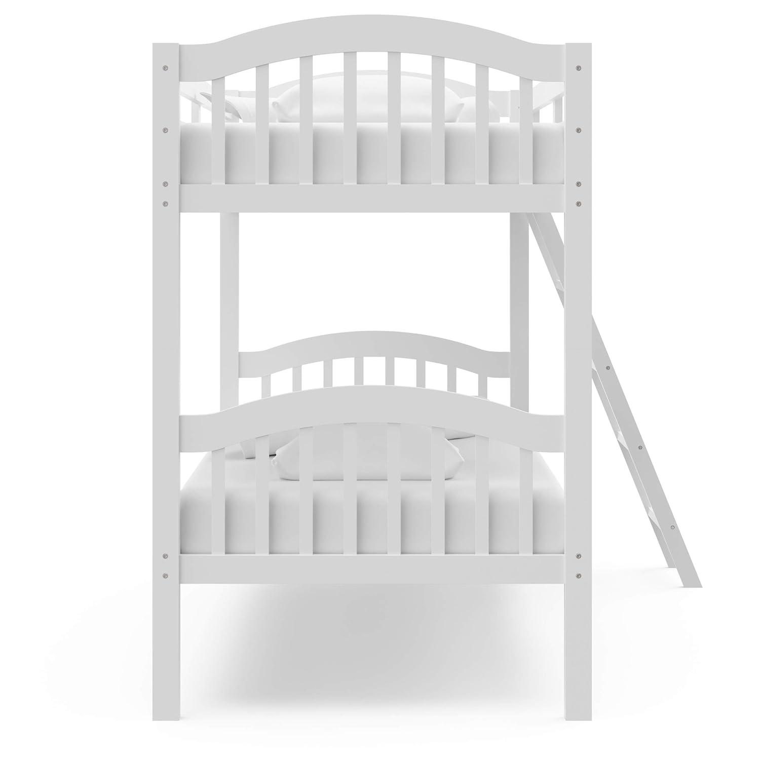 imageStorkcraft Long Horn TwinOverTwin Bunk Bed White GREENGUARD Gold Certified Converts to Two Twin Beds Wood Bunk Bed for Kids BedroomWhite
