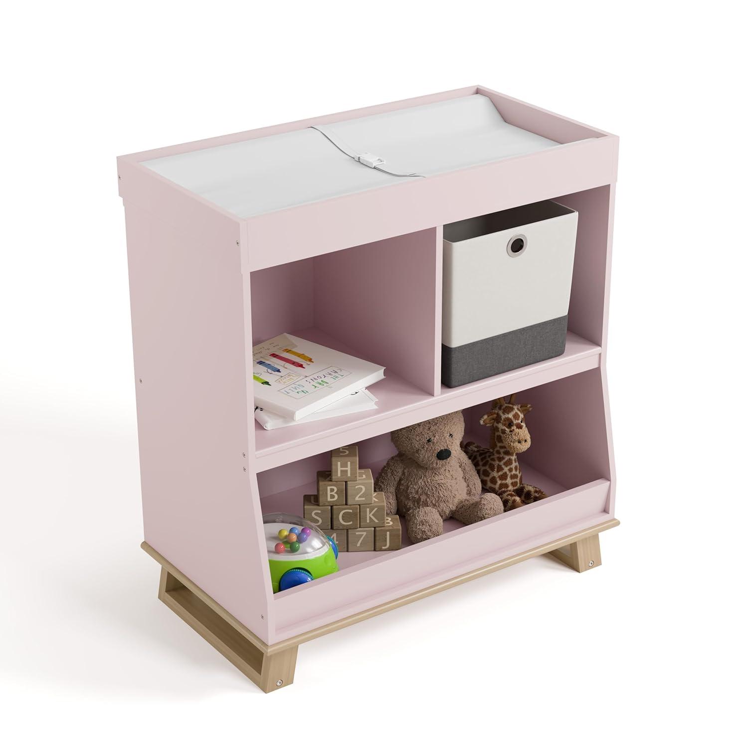 imageStorkcraft Modern Nursery Changing Table Dresser White with White GREENGUARD Gold Certified Dresser for Nursery Changing Table With DrawersBlush with Driftwood