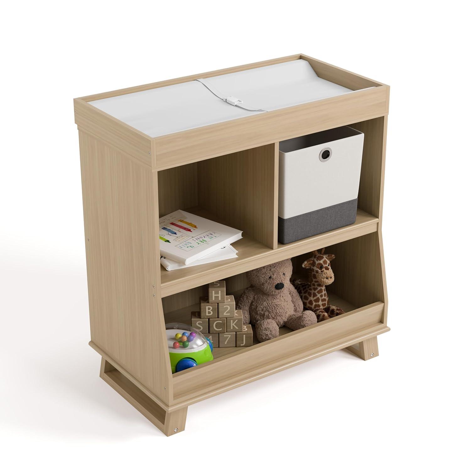 imageStorkcraft Modern Nursery Changing Table Dresser White with White GREENGUARD Gold Certified Dresser for Nursery Changing Table With DrawersDriftwood