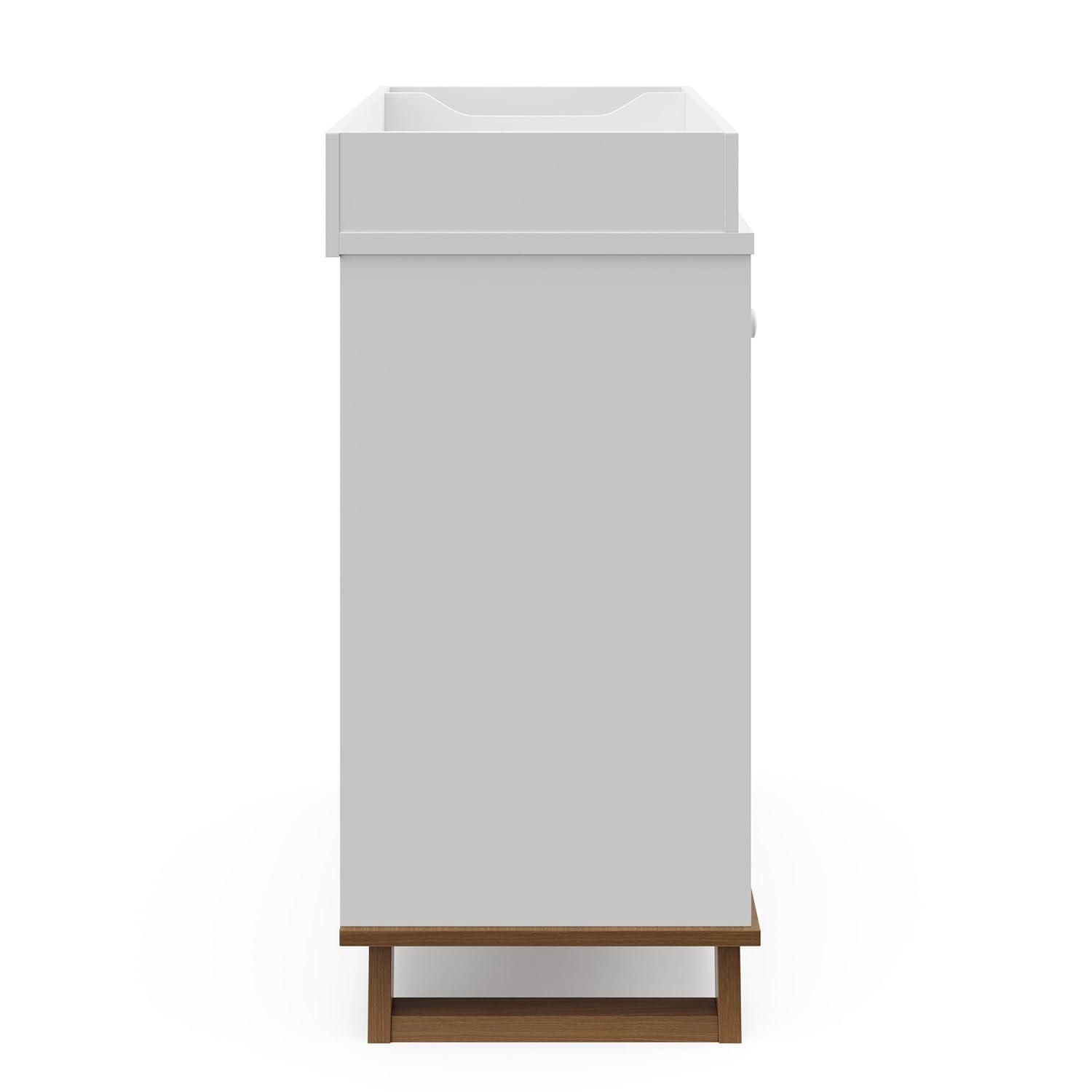 imageStorkcraft Modern Nursery Changing Table Dresser White with White GREENGUARD Gold Certified Dresser for Nursery Changing Table With DrawersVintage DriftwoodWhite