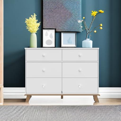 imageStorkcraft Modern Nursery Changing Table Dresser White with White GREENGUARD Gold Certified Dresser for Nursery Changing Table With DrawersVintage DriftwoodWhite