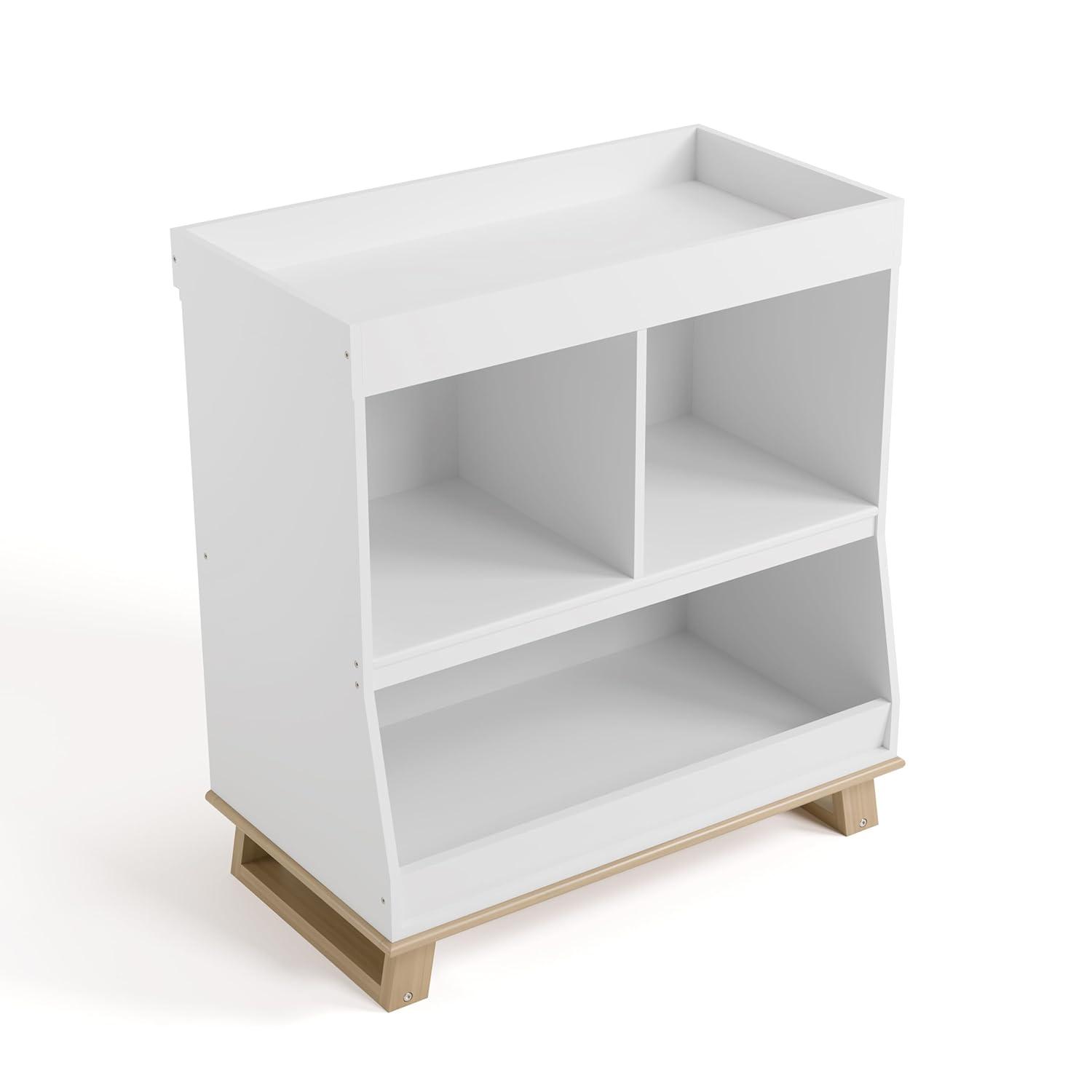 imageStorkcraft Modern Nursery Changing Table Dresser White with White GREENGUARD Gold Certified Dresser for Nursery Changing Table With DrawersWhite with Driftwood