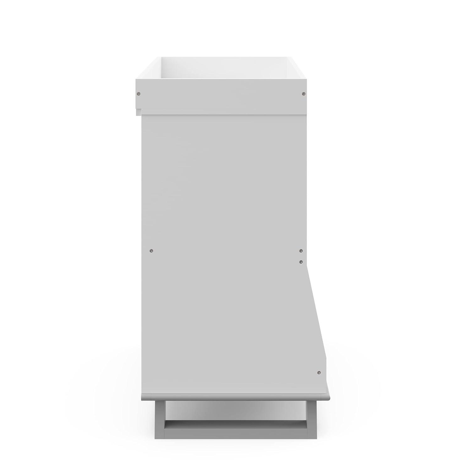 imageStorkcraft Modern Nursery Changing Table Dresser White with White GREENGUARD Gold Certified Dresser for Nursery Changing Table With DrawersWhitePebble Gray