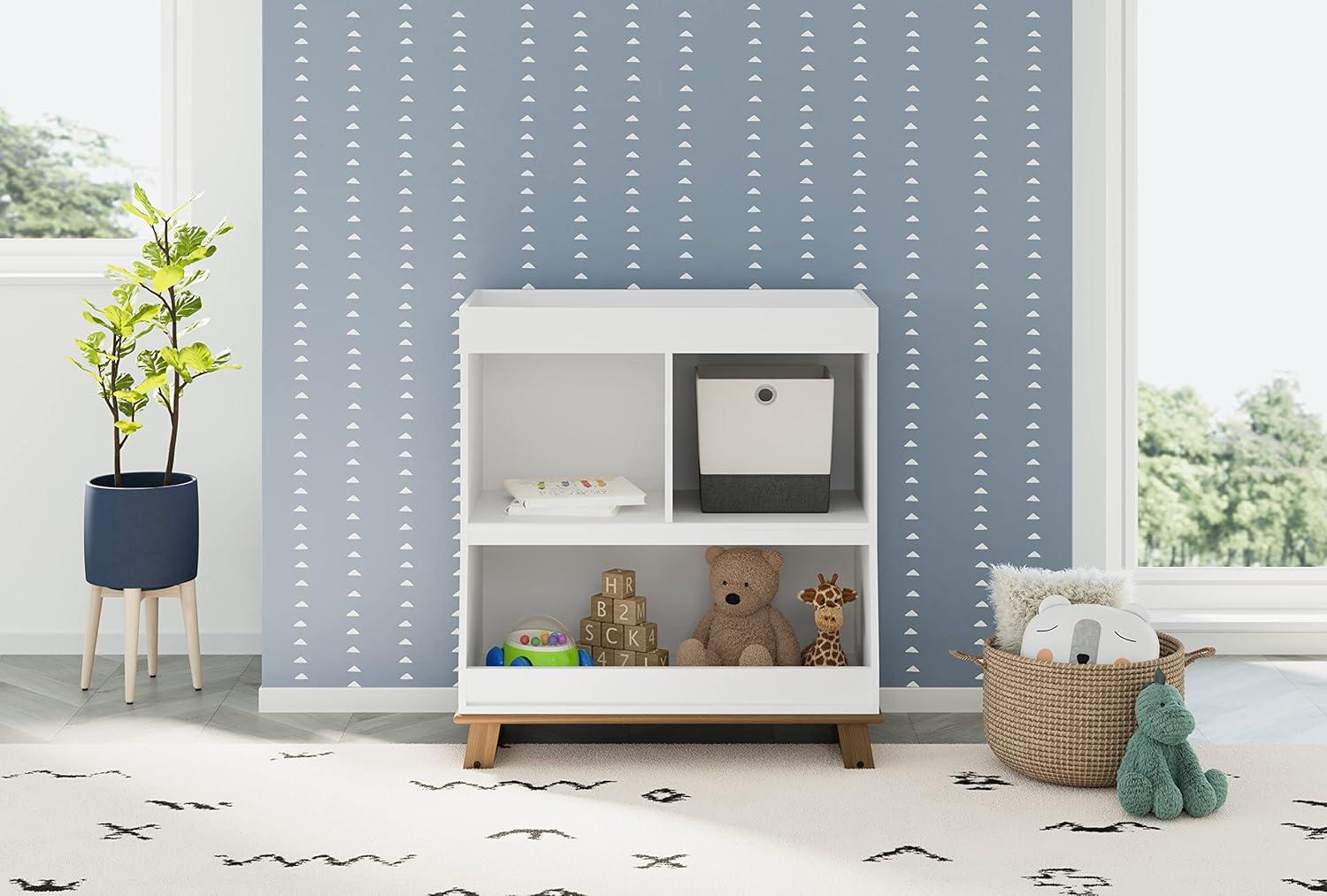 imageStorkcraft Modern Nursery Changing Table Dresser White with White GREENGUARD Gold Certified Dresser for Nursery Changing Table With DrawersWhiteVintage Driftwood