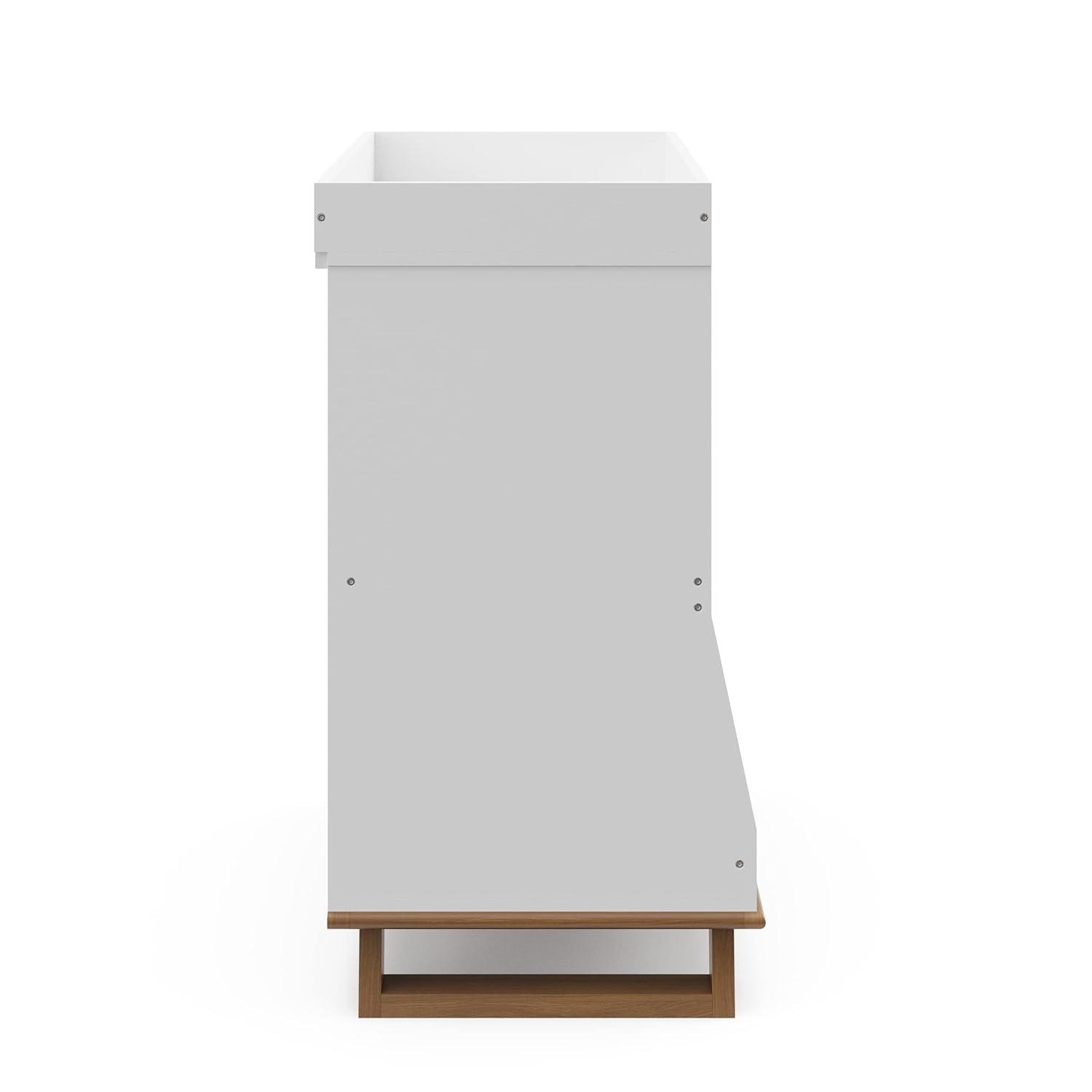 imageStorkcraft Modern Nursery Changing Table Dresser White with White GREENGUARD Gold Certified Dresser for Nursery Changing Table With DrawersWhiteVintage Driftwood