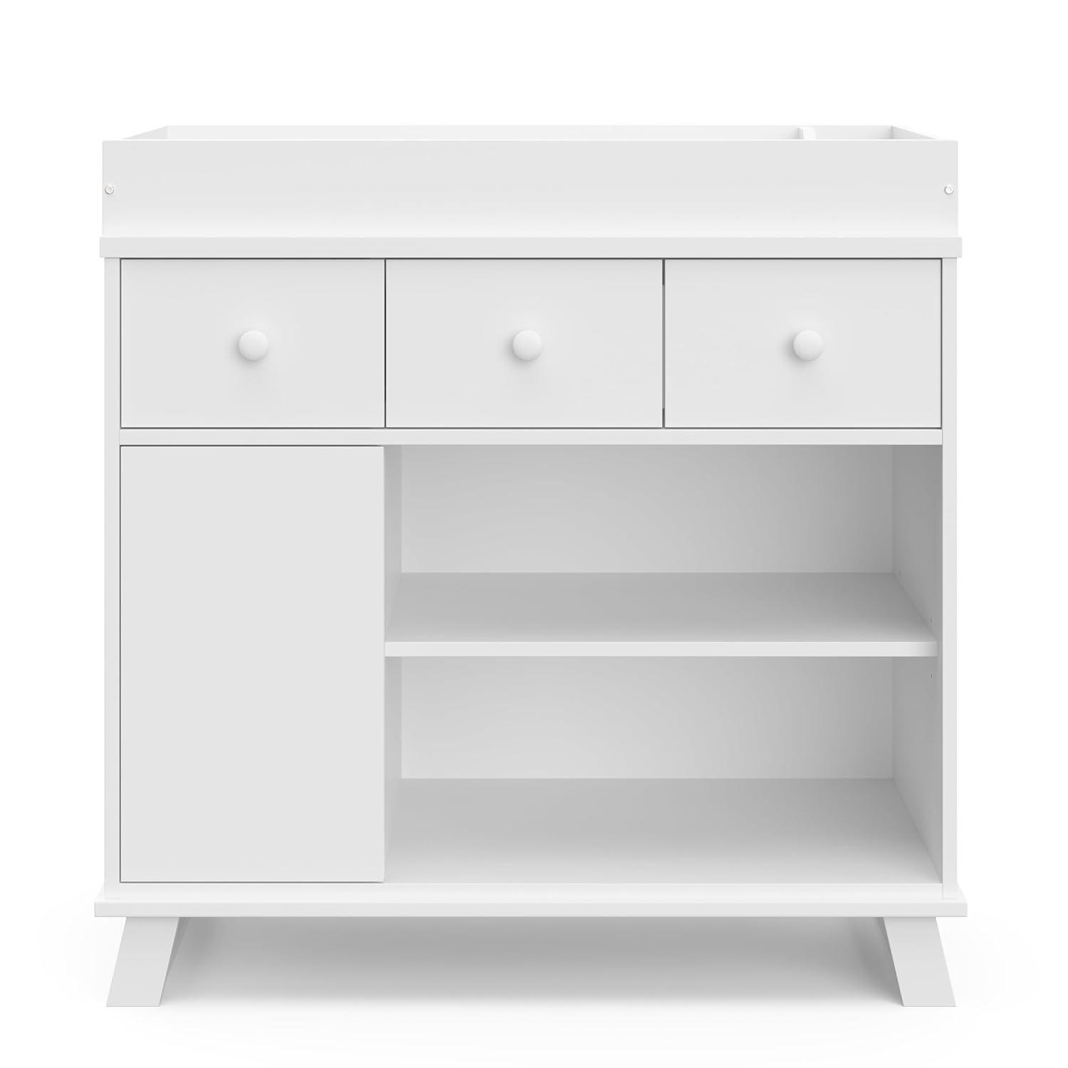 imageStorkcraft Modern Nursery Changing Table Dresser White with White GREENGUARD Gold Certified Dresser for Nursery Changing Table With DrawersWhiteWhite