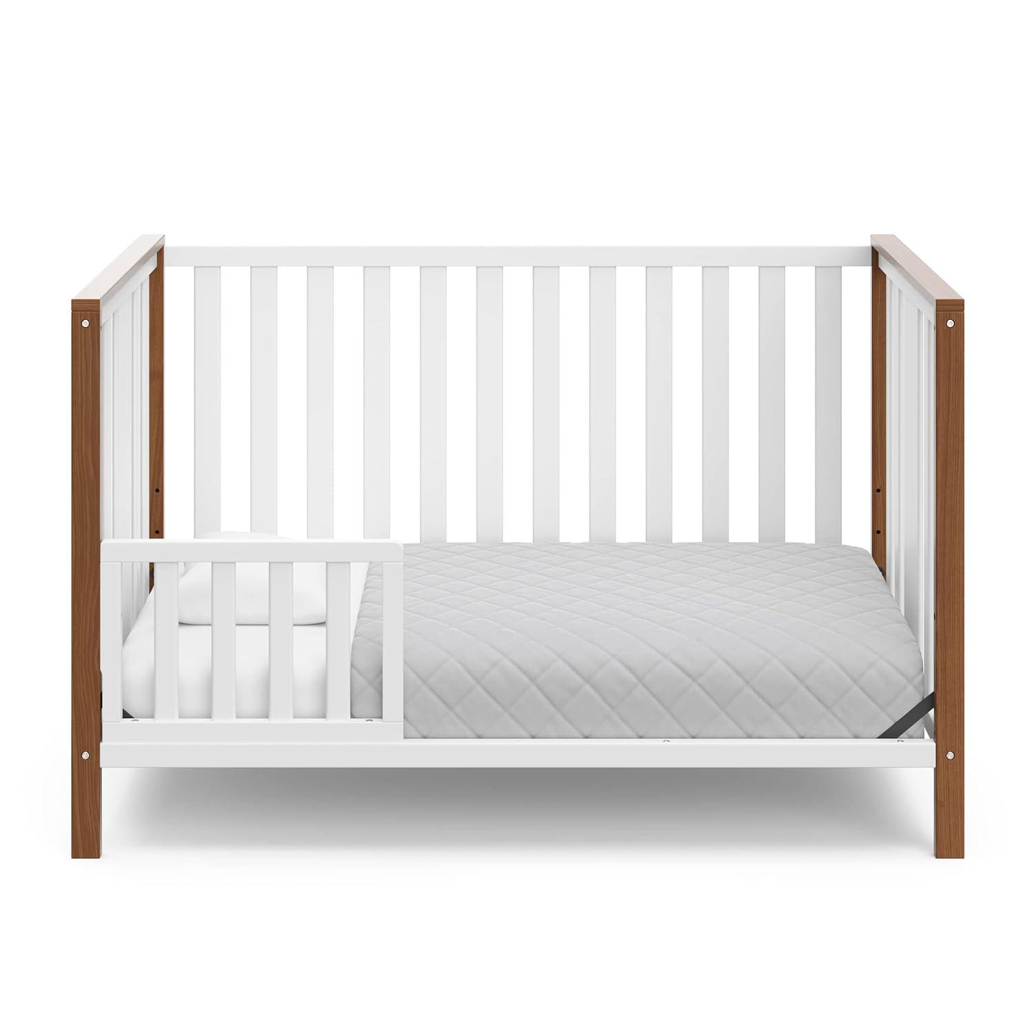 imageStorkcraft Modern Pacific 4in1 Convertible Crib White with Vintage Driftwood GREENGUARD Gold Certified Converts from Baby Crib to Toddler Bed and FullSize Bed Adjustable Mattress Support BaseWhiteVintage Driftwood