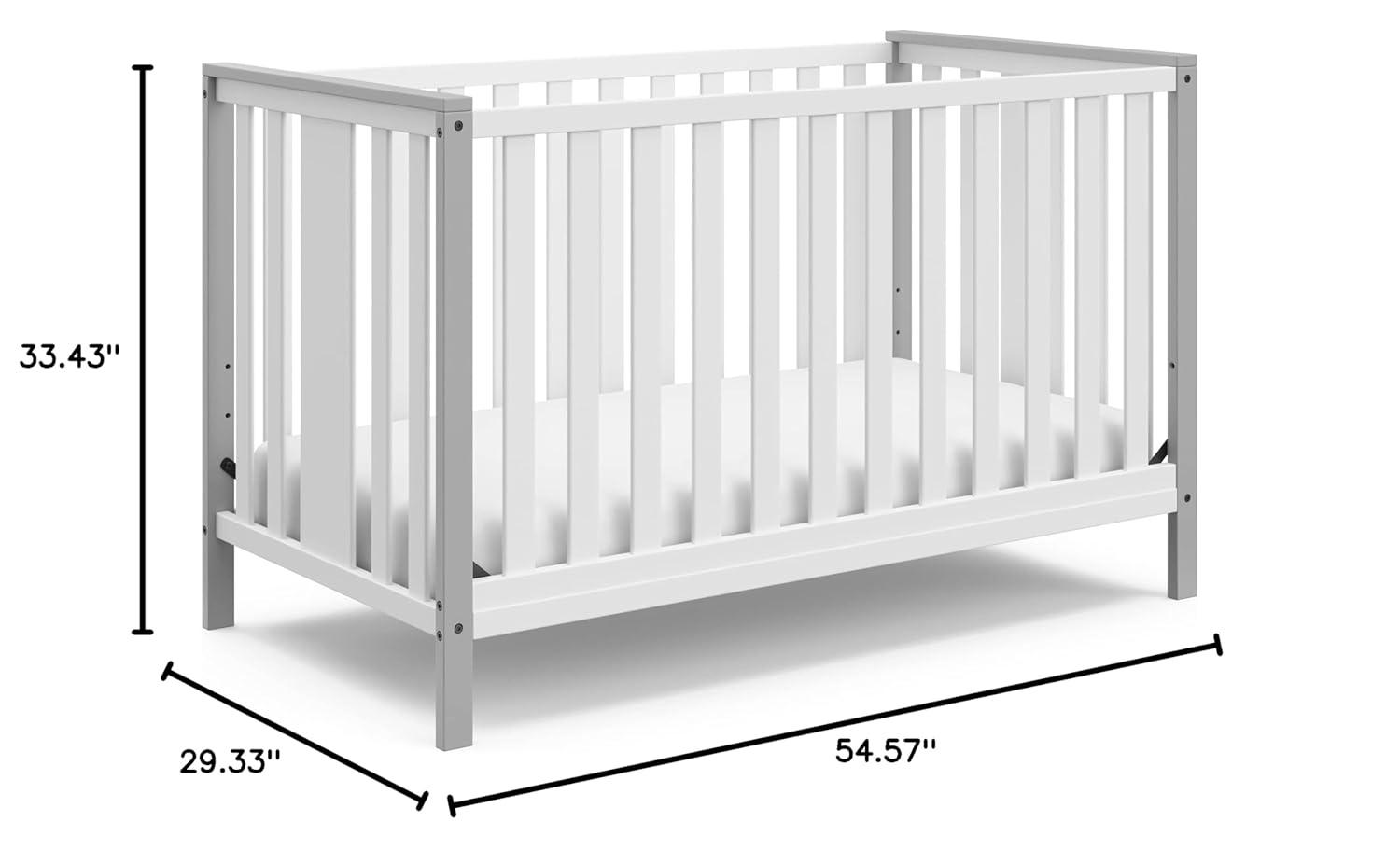 imageStorkcraft Modern Pacific 4in1 Convertible Crib White with Vintage Driftwood GREENGUARD Gold Certified Converts from Baby Crib to Toddler Bed and FullSize Bed Adjustable Mattress Support BaseWhitePebble Gray